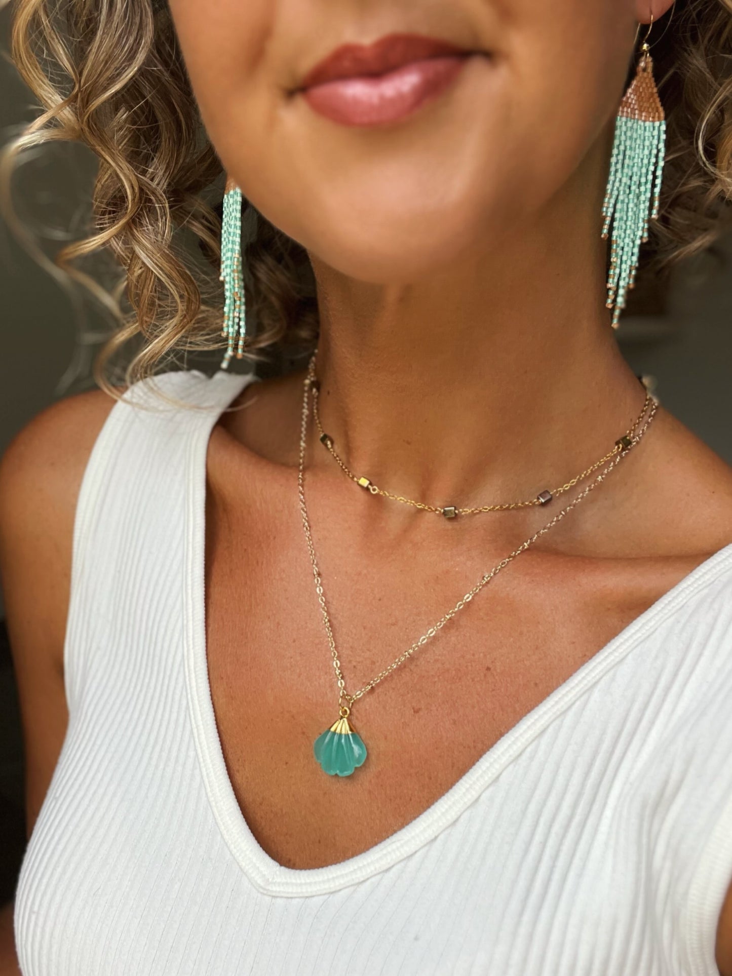 Square Bead Spacer necklace