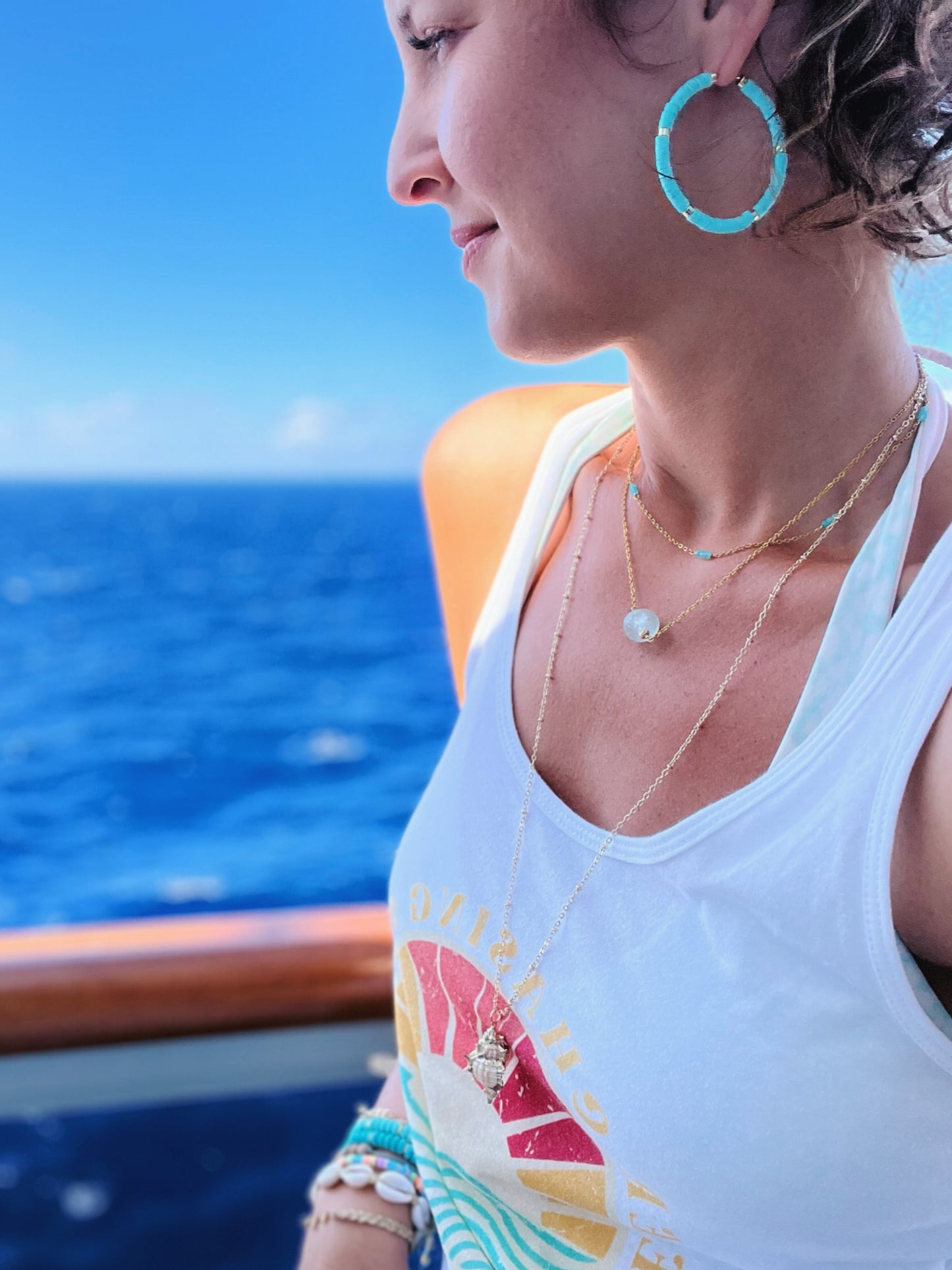 Solid Color Large Heishi Hoop earrings