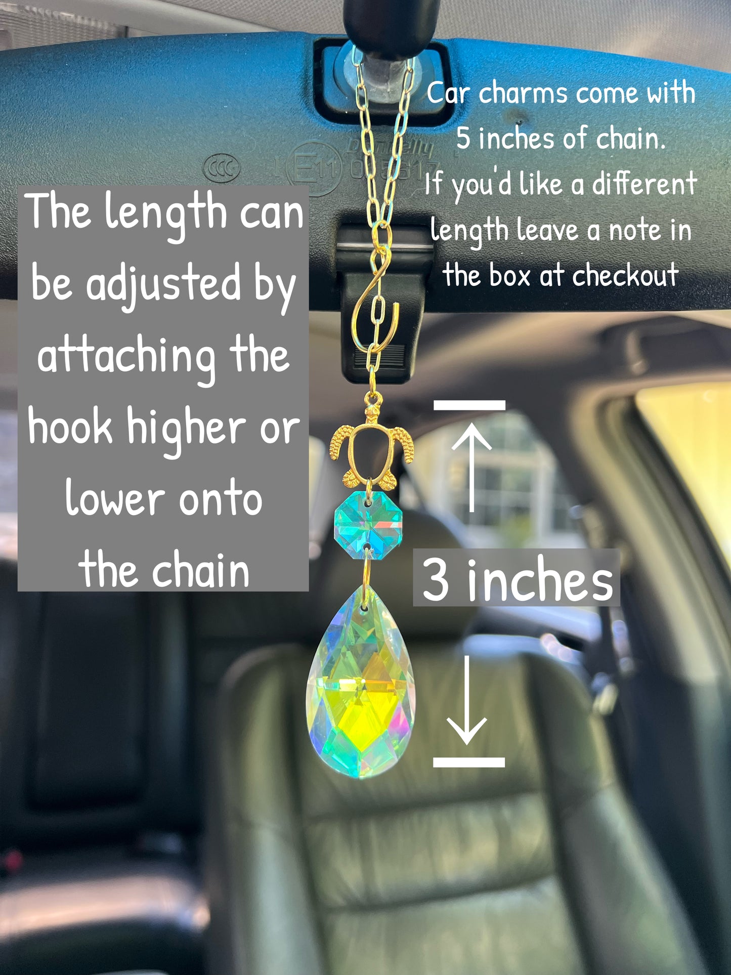 Crystal Prism Sun Catcher // Turtle Car Charm