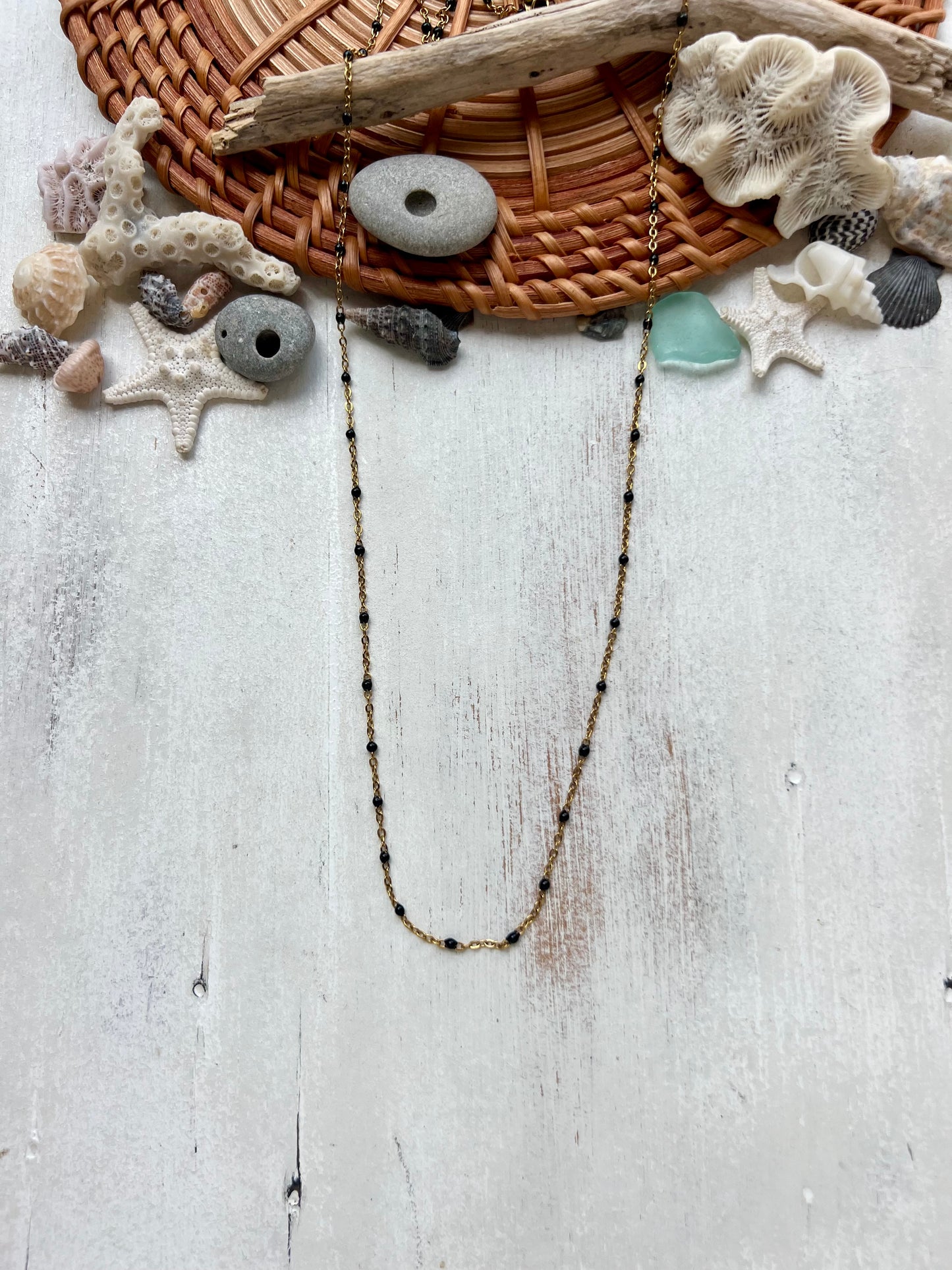 Dainty Black and Gold Boho necklace