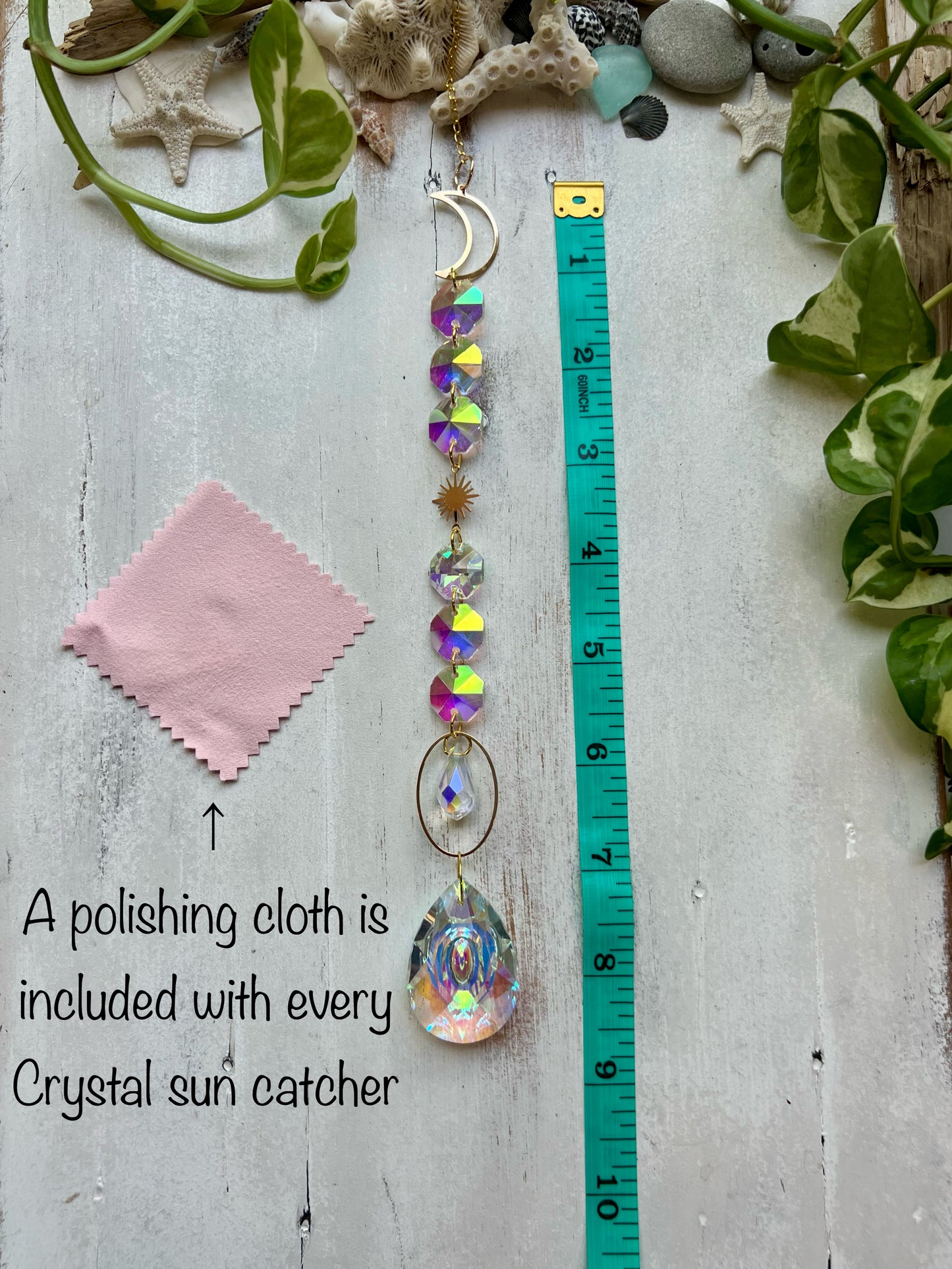 Crystal Prism Sun Catcher // Crescent Moon & Sun