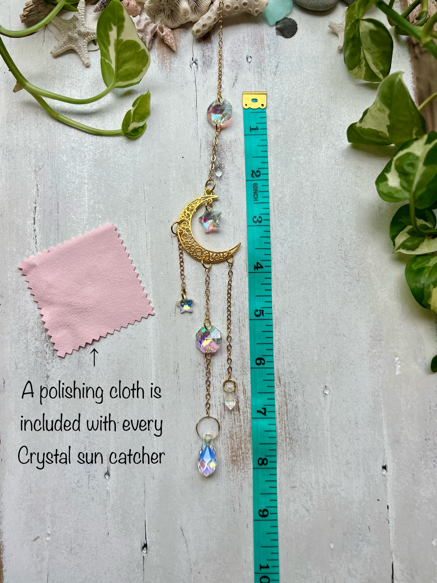 Crystal Prism Sun Catcher // Crescent moon & Stars
