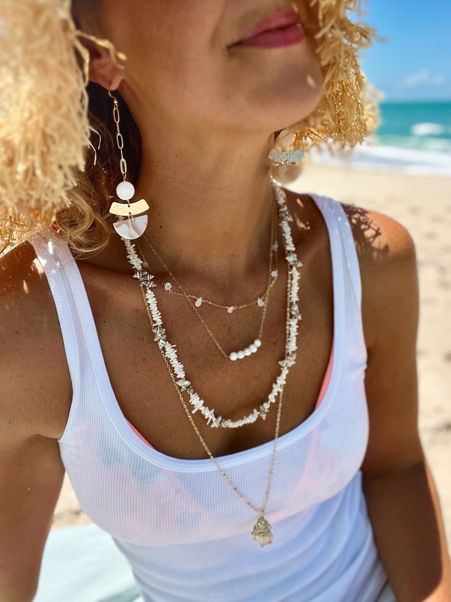 Mother of Pearl Moon Earrings