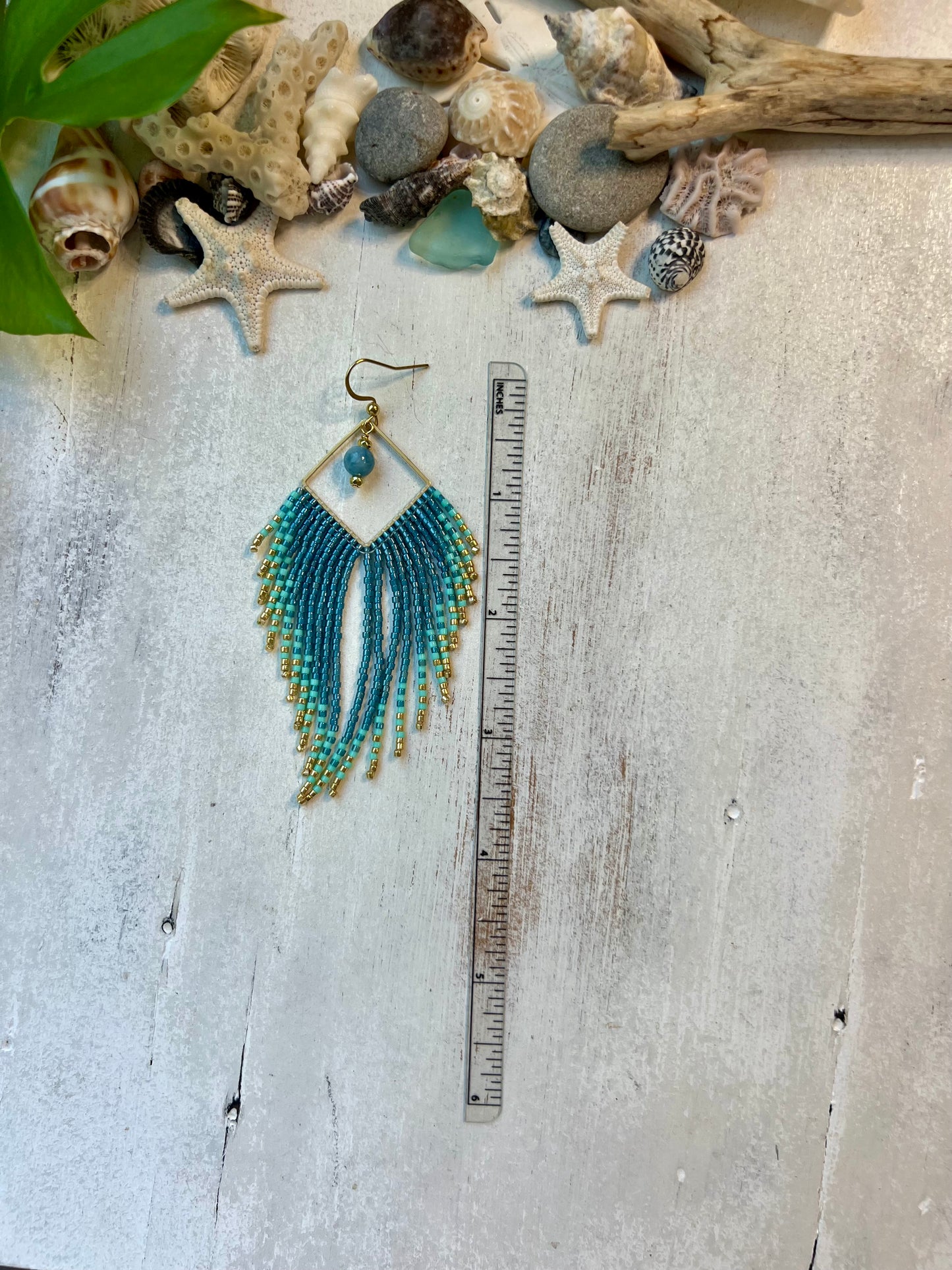 Blue & Mint Seed Bead Earrings | Limited Edition