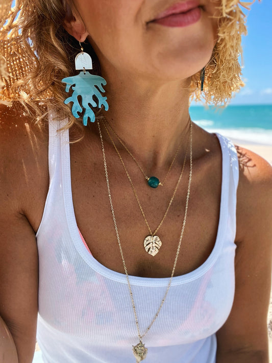 Large Gold Monstera leaf necklace