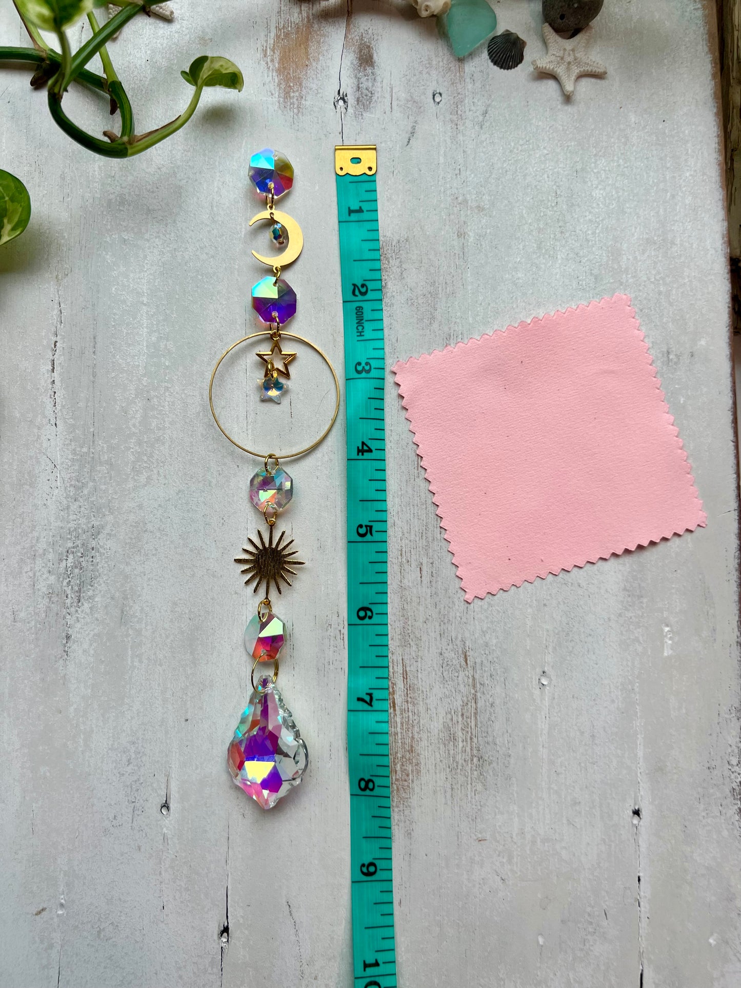 Crystal Prism Sun Catcher // Silver or Gold Sun, Moon & Stars