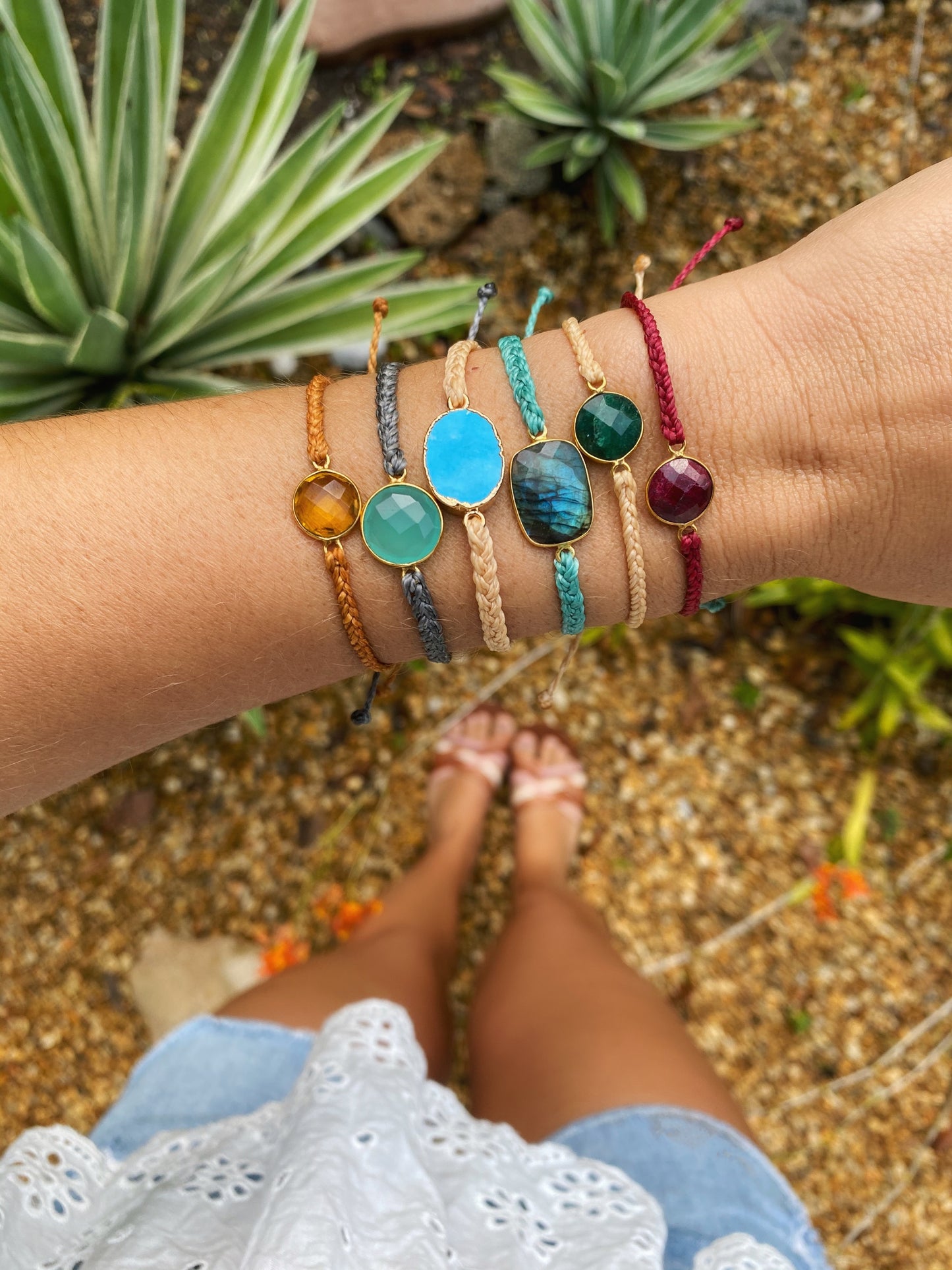 Gemstone braided bracelet