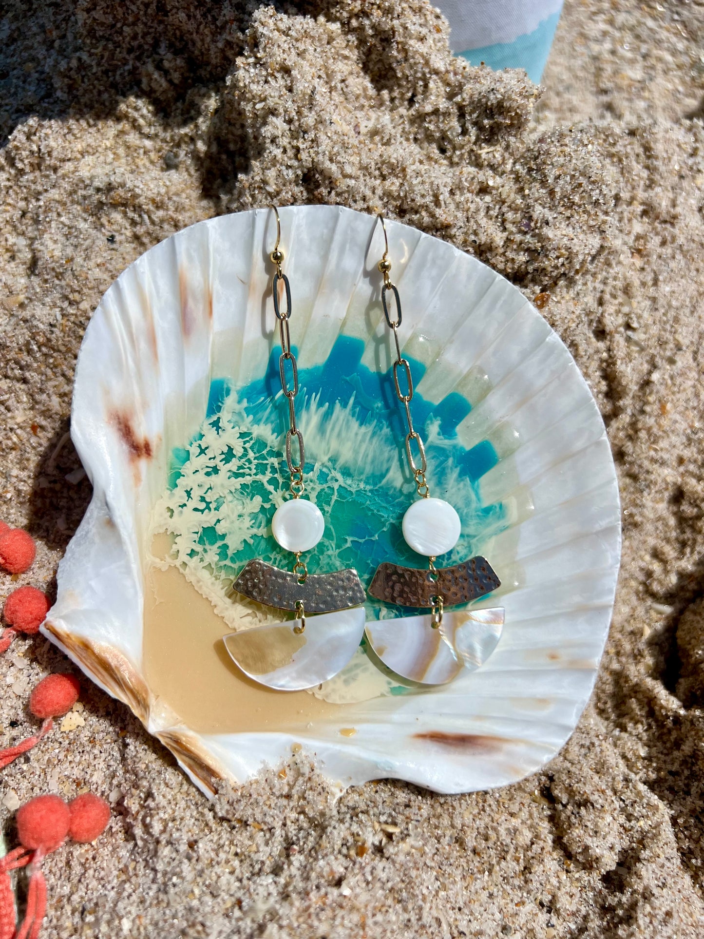 Mother of Pearl Moon Earrings