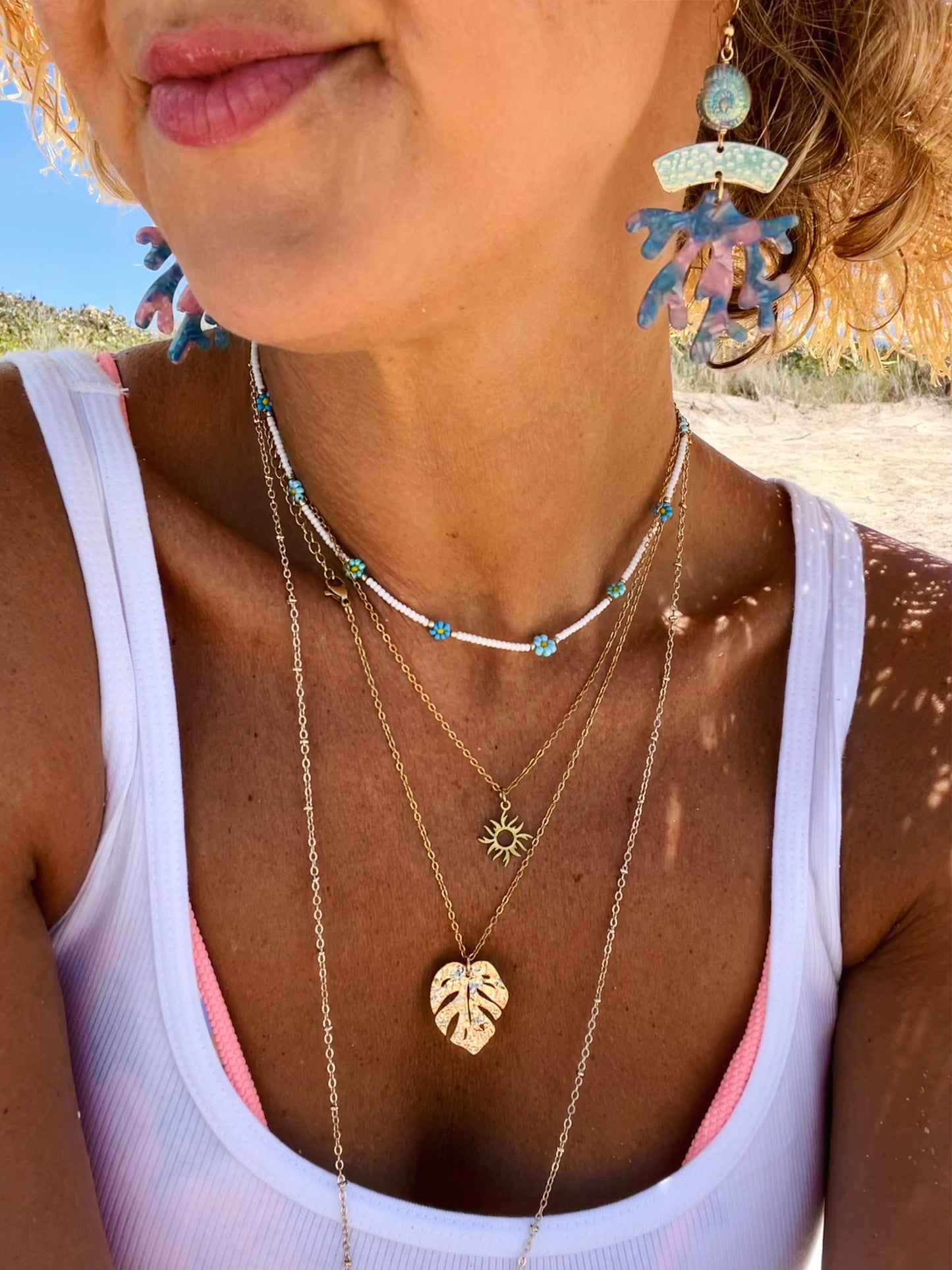 Large Gold Monstera leaf necklace