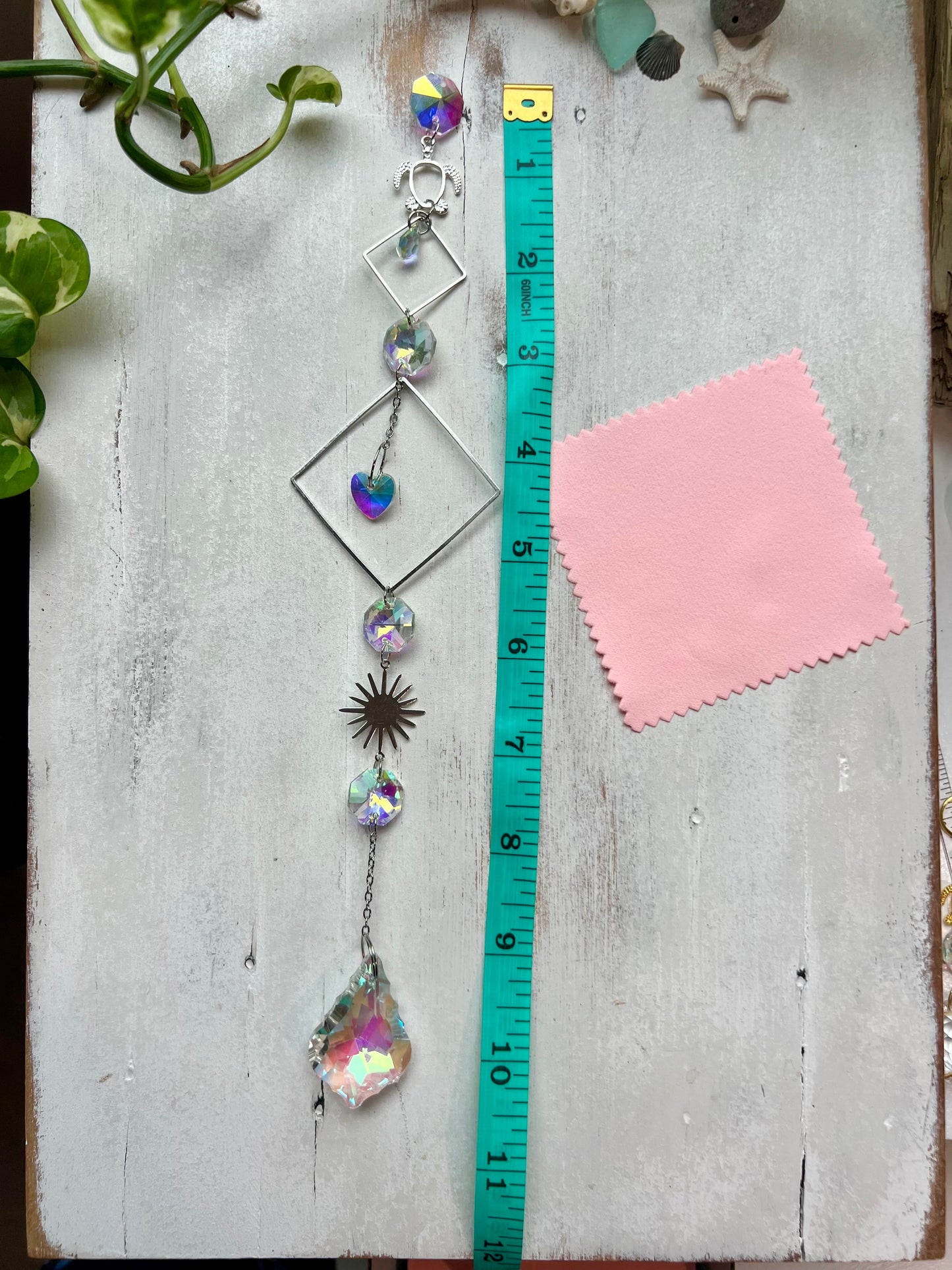 Crystal Prism Sun Catcher // Silver Turtle & Sun