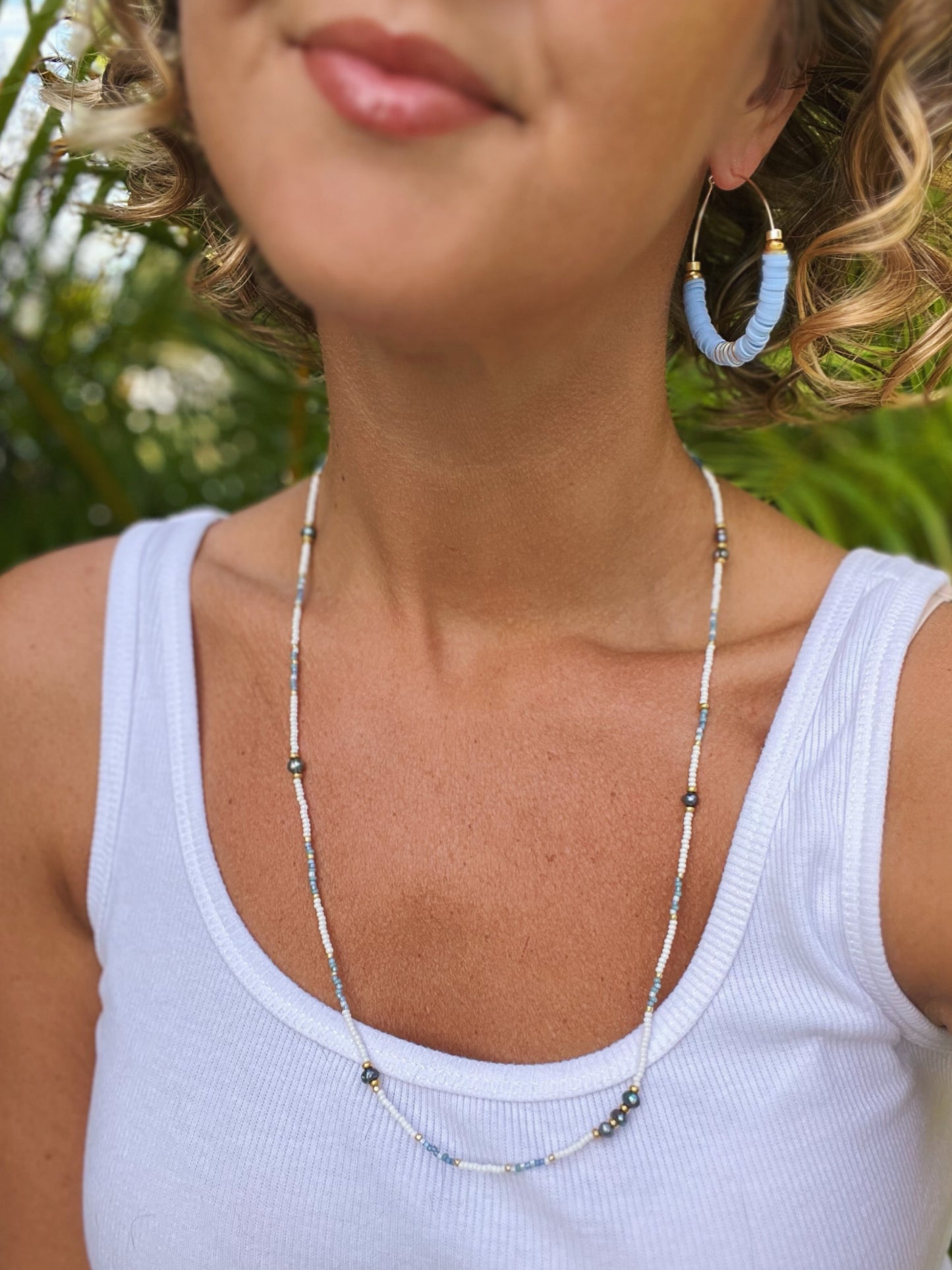 Long Boho Seed Bead Necklace | Sunglass Strap