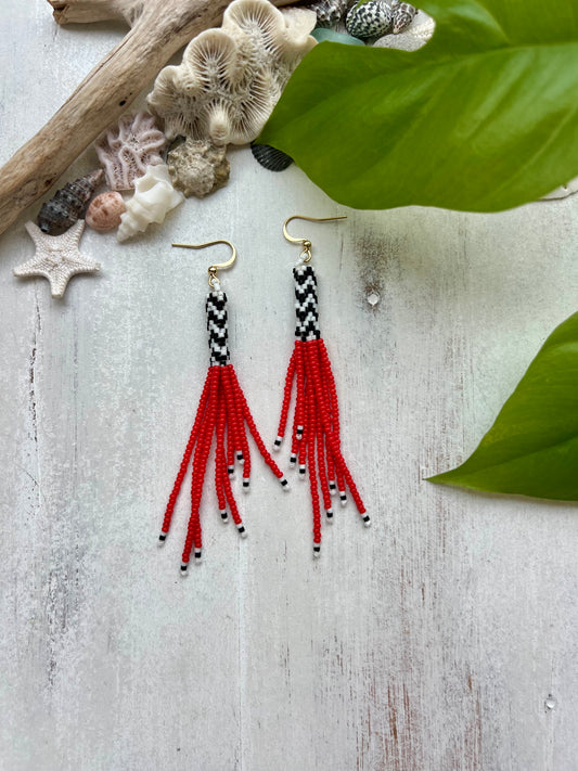 Black & Red Seed Bead Earrings | Limited Edition