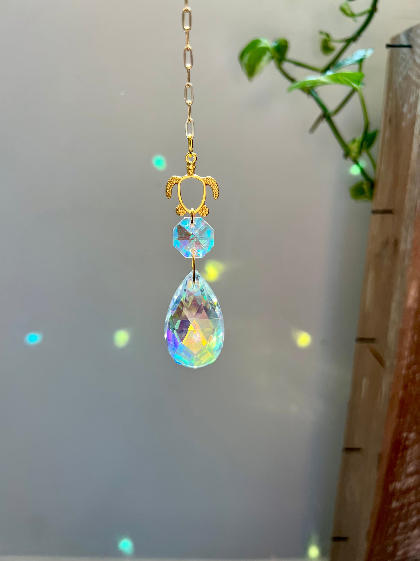 Crystal Prism Sun Catcher // Turtle Car Charm