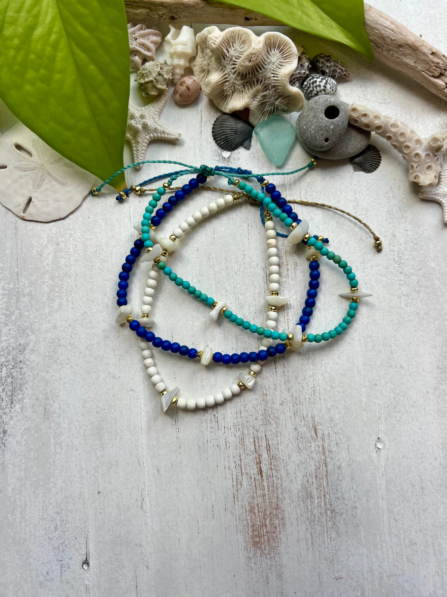 Mother Of Pearl & Gemstone Beach Anklet