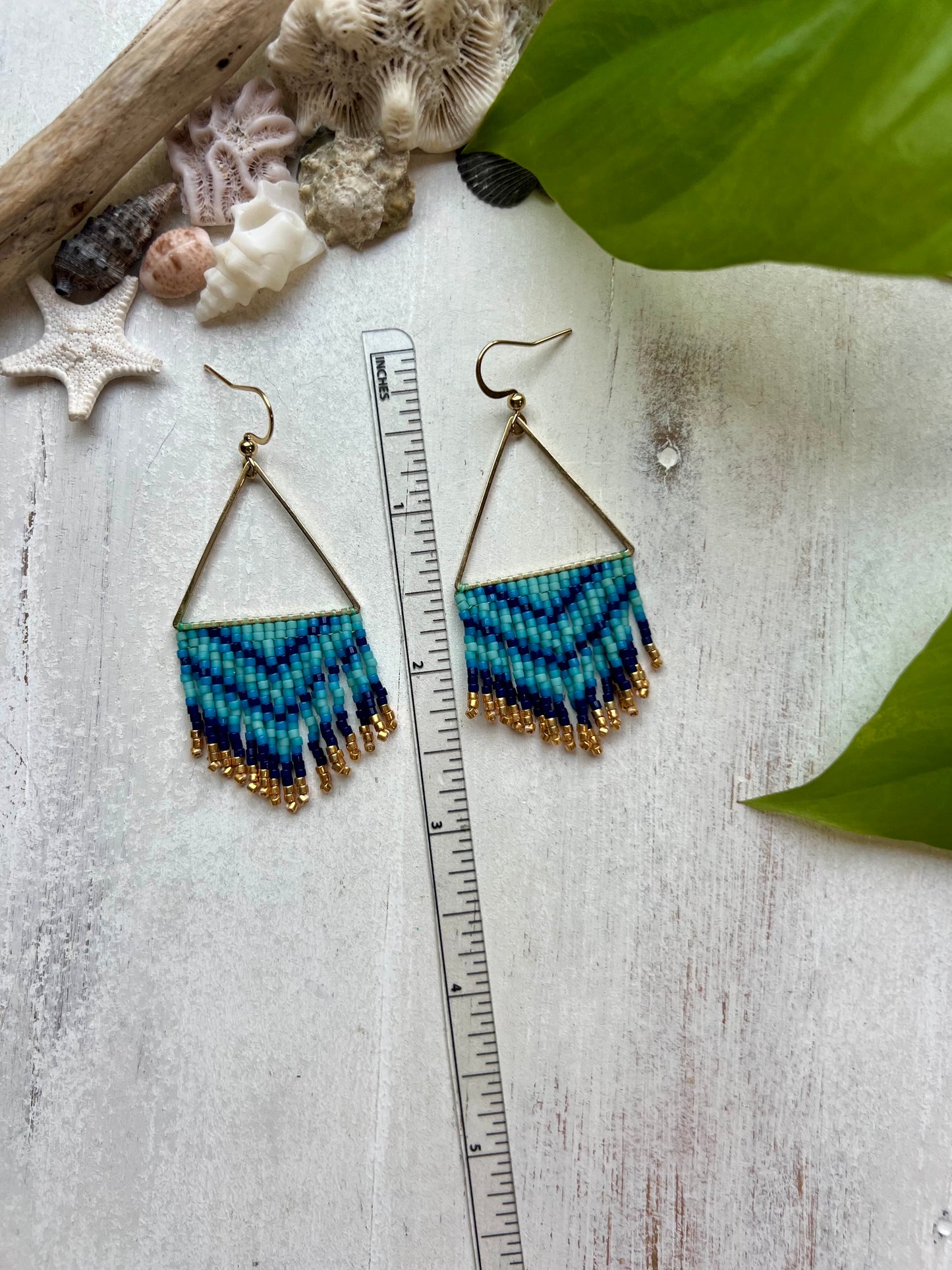Blue Chevron Seed Bead Earrings | Limited Edition