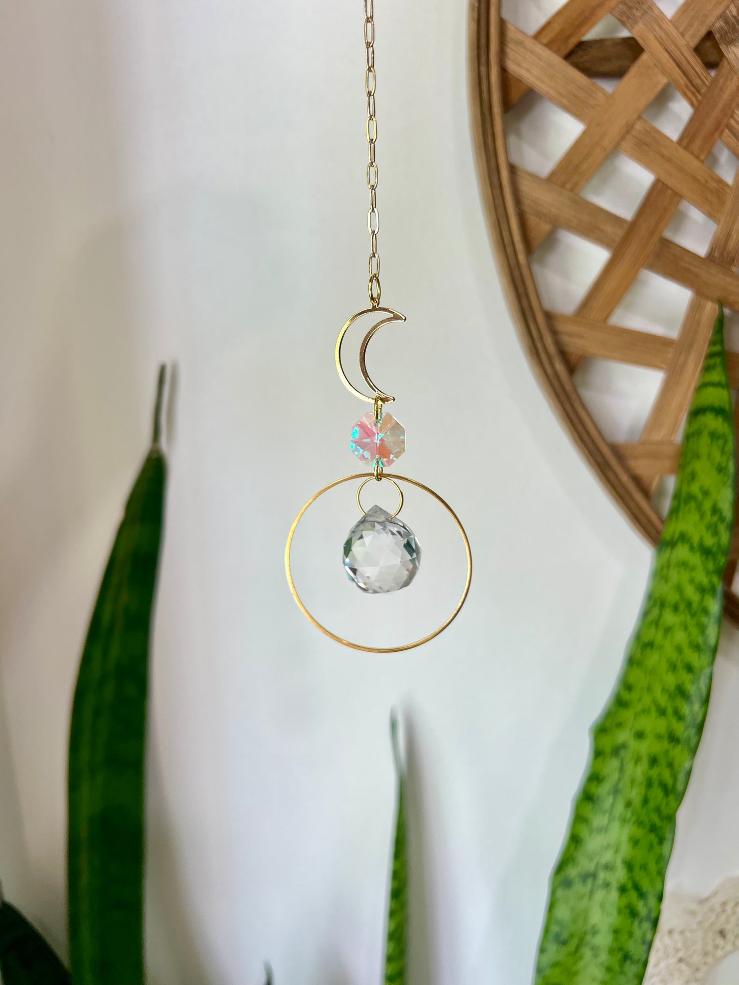 Crystal Prism Sun Catcher // Boho Hoop Car Charm