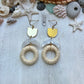 White Rattan hoop & Acrylic Half Moon Earrings