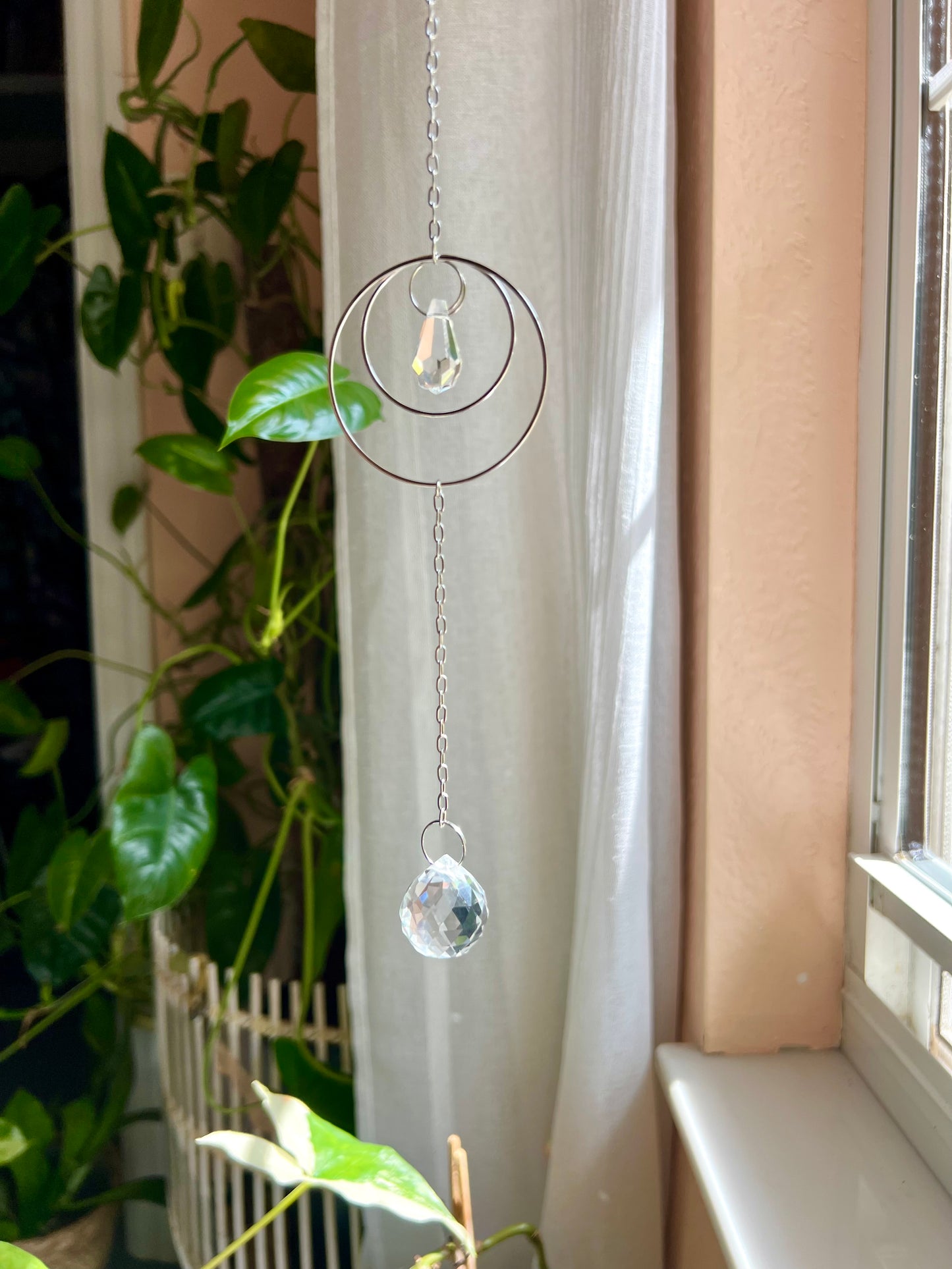 Crystal Prism Sun Catcher // Double Hoop