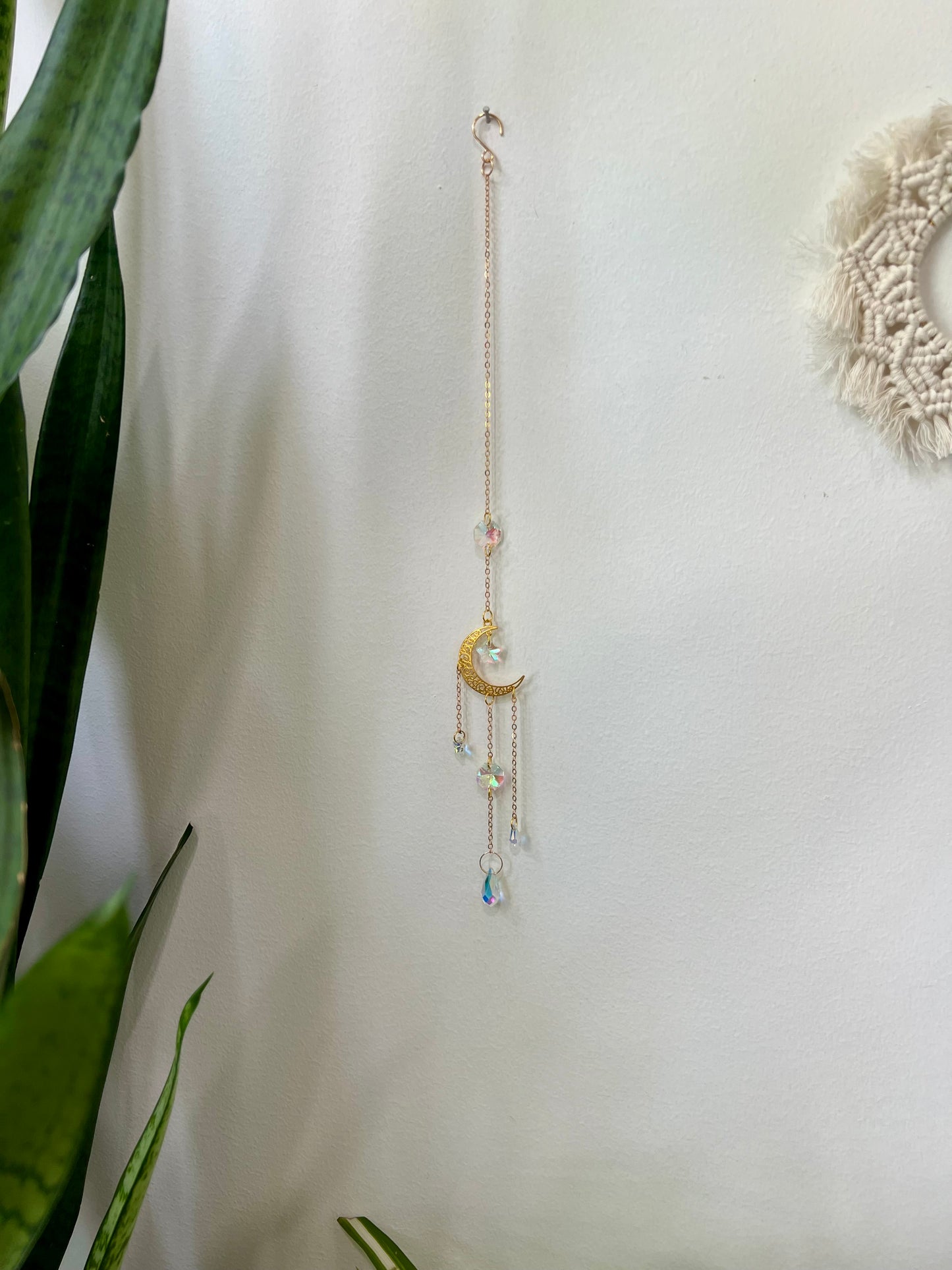 Crystal Prism Sun Catcher // Crescent moon & Stars