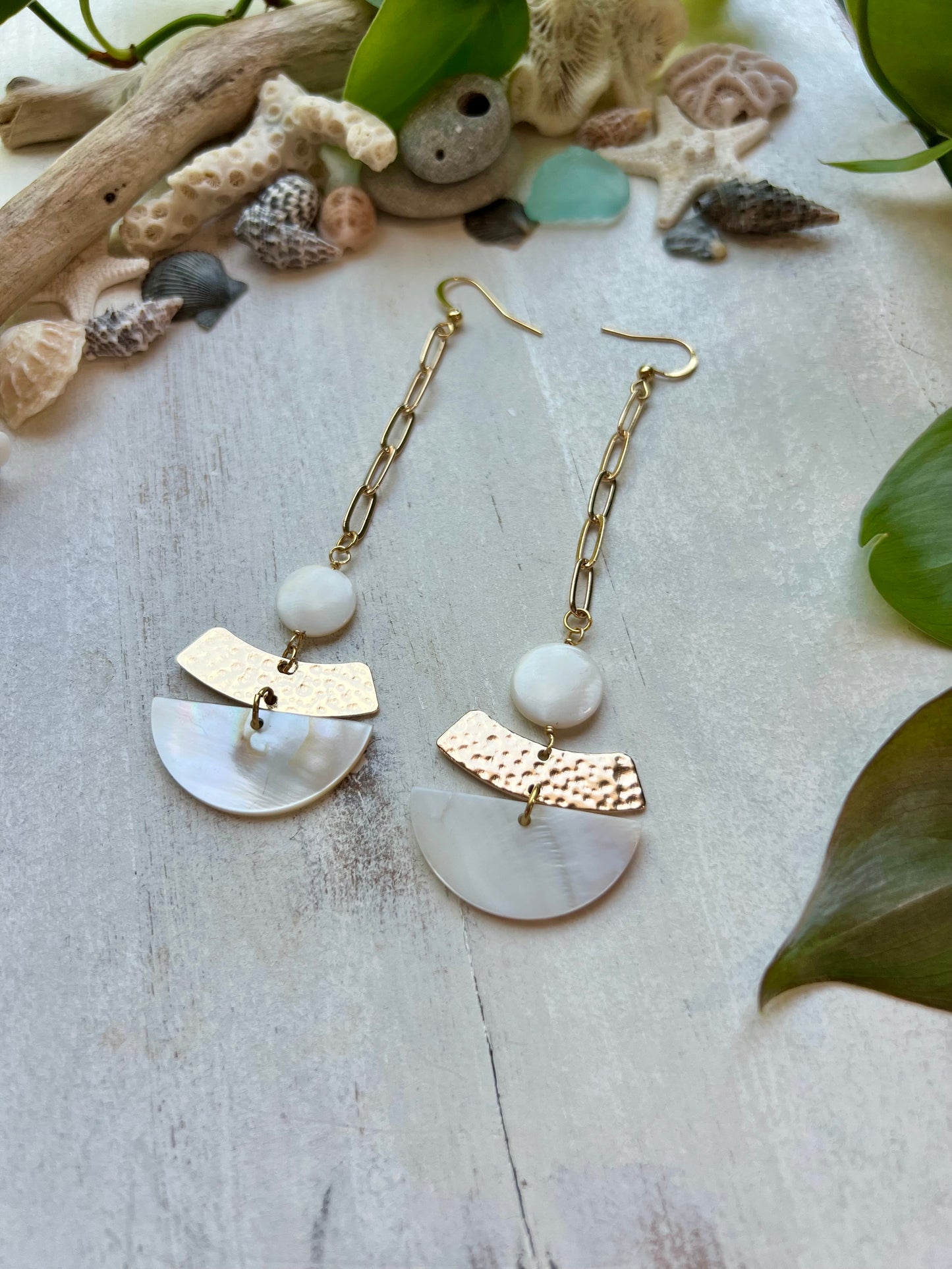 Mother of Pearl Moon Earrings