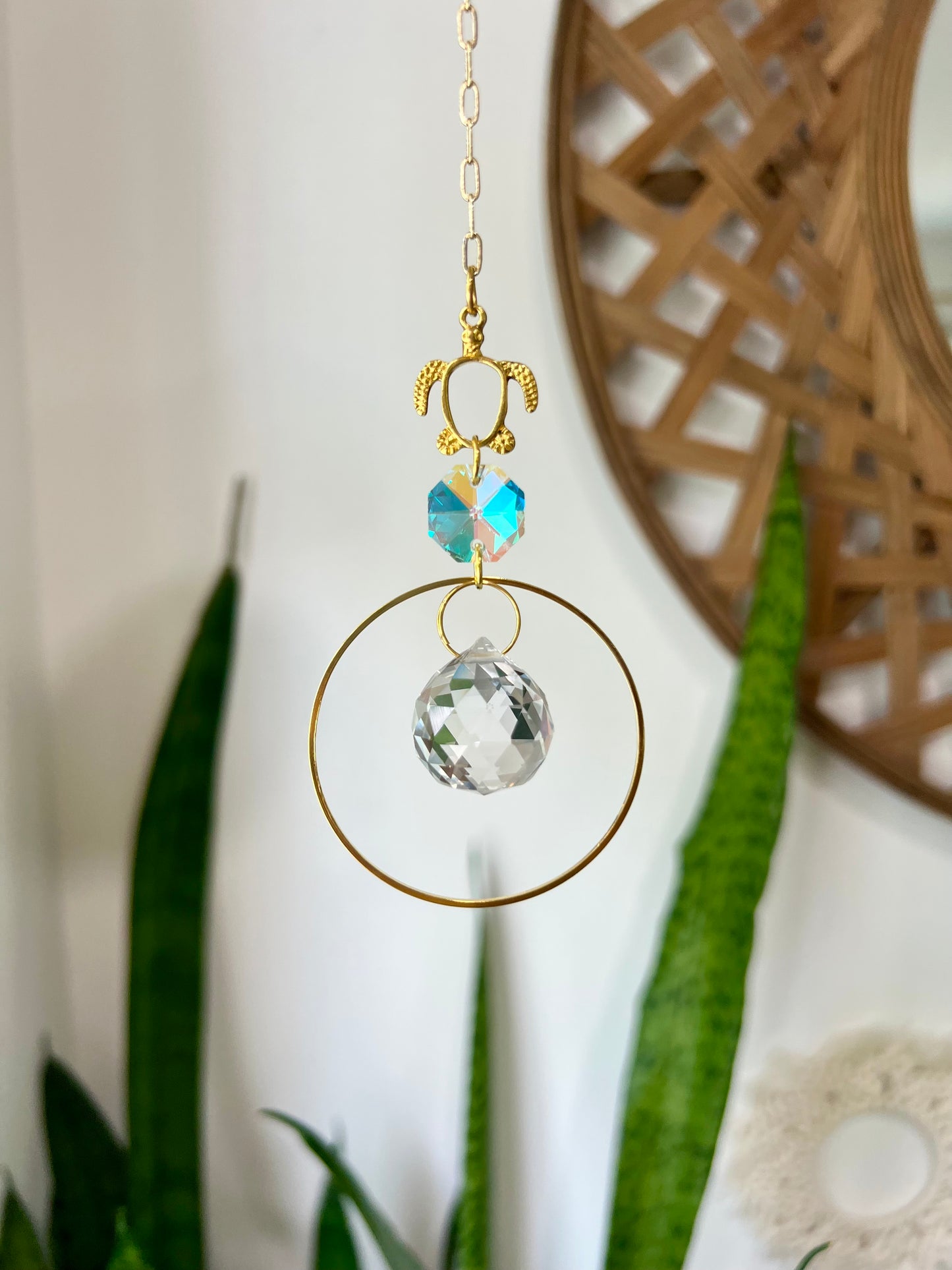 Crystal Prism Sun Catcher // Boho Hoop Car Charm