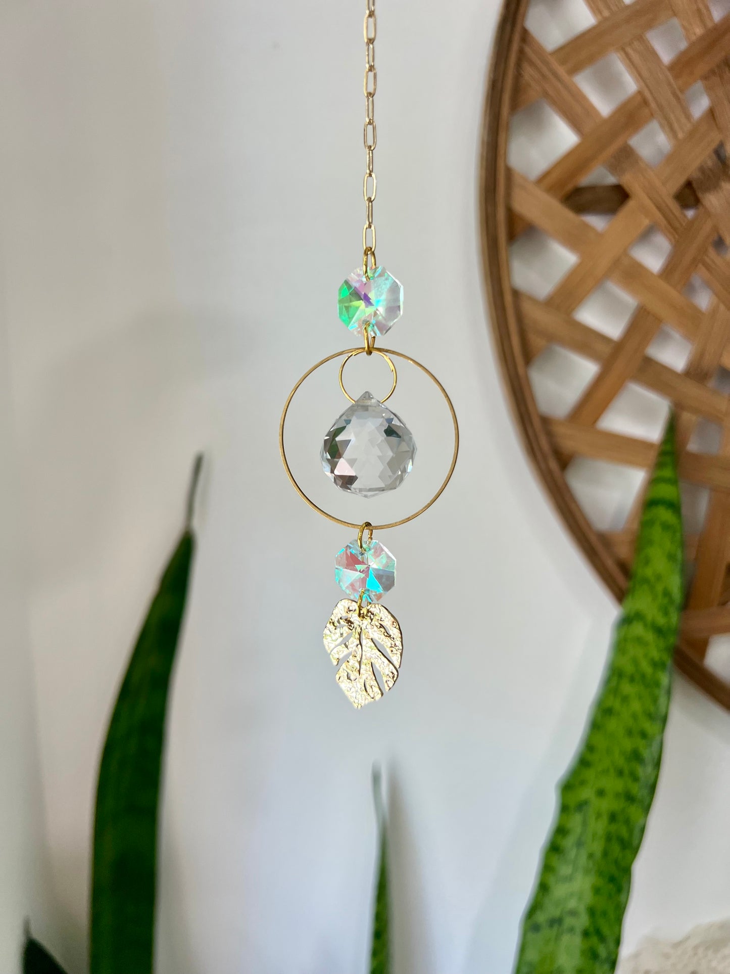 Crystal Prism Sun Catcher // Monstera Car Charm