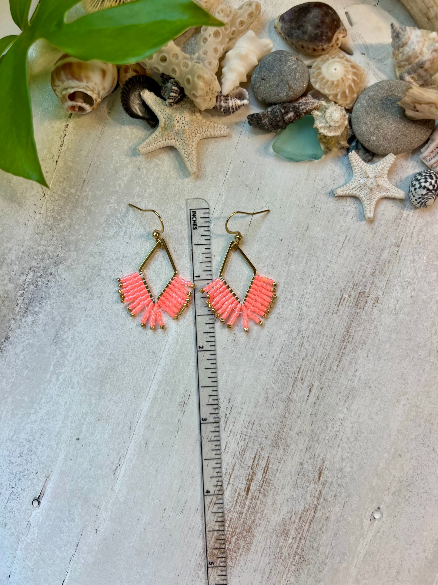 Neon Coral Seed Bead Earrings | Limited Edition