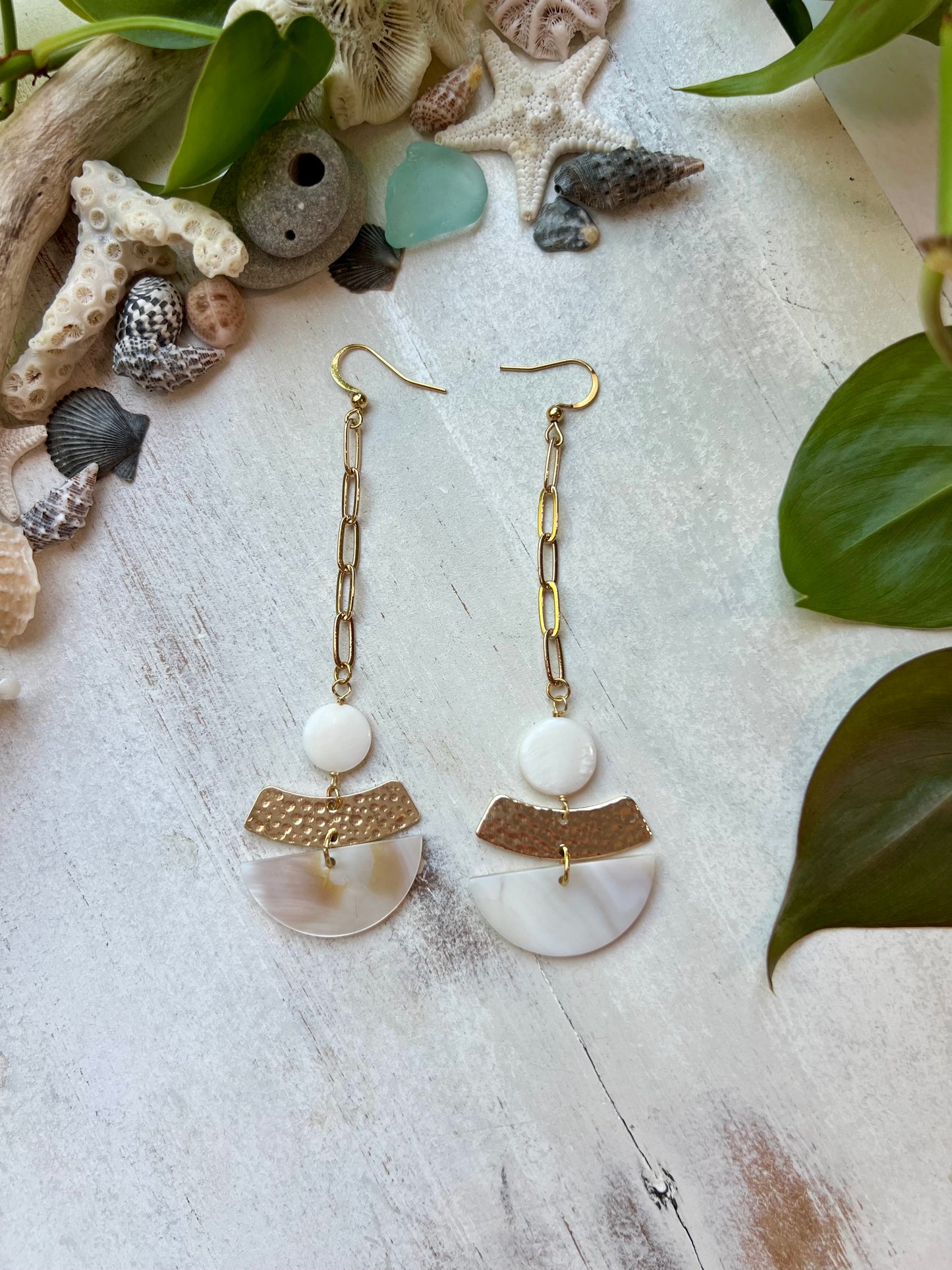 Mother of Pearl Moon Earrings