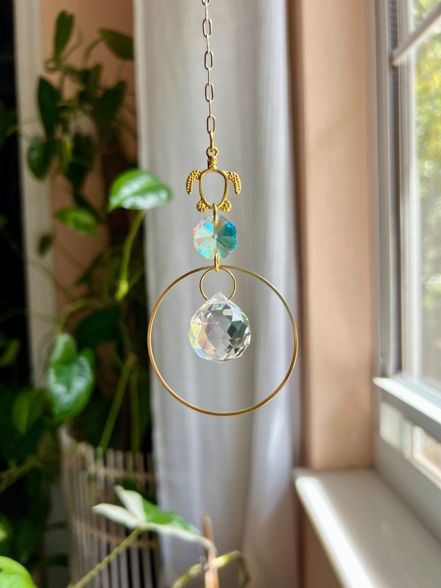 Crystal Prism Sun Catcher // Boho Hoop Car Charm