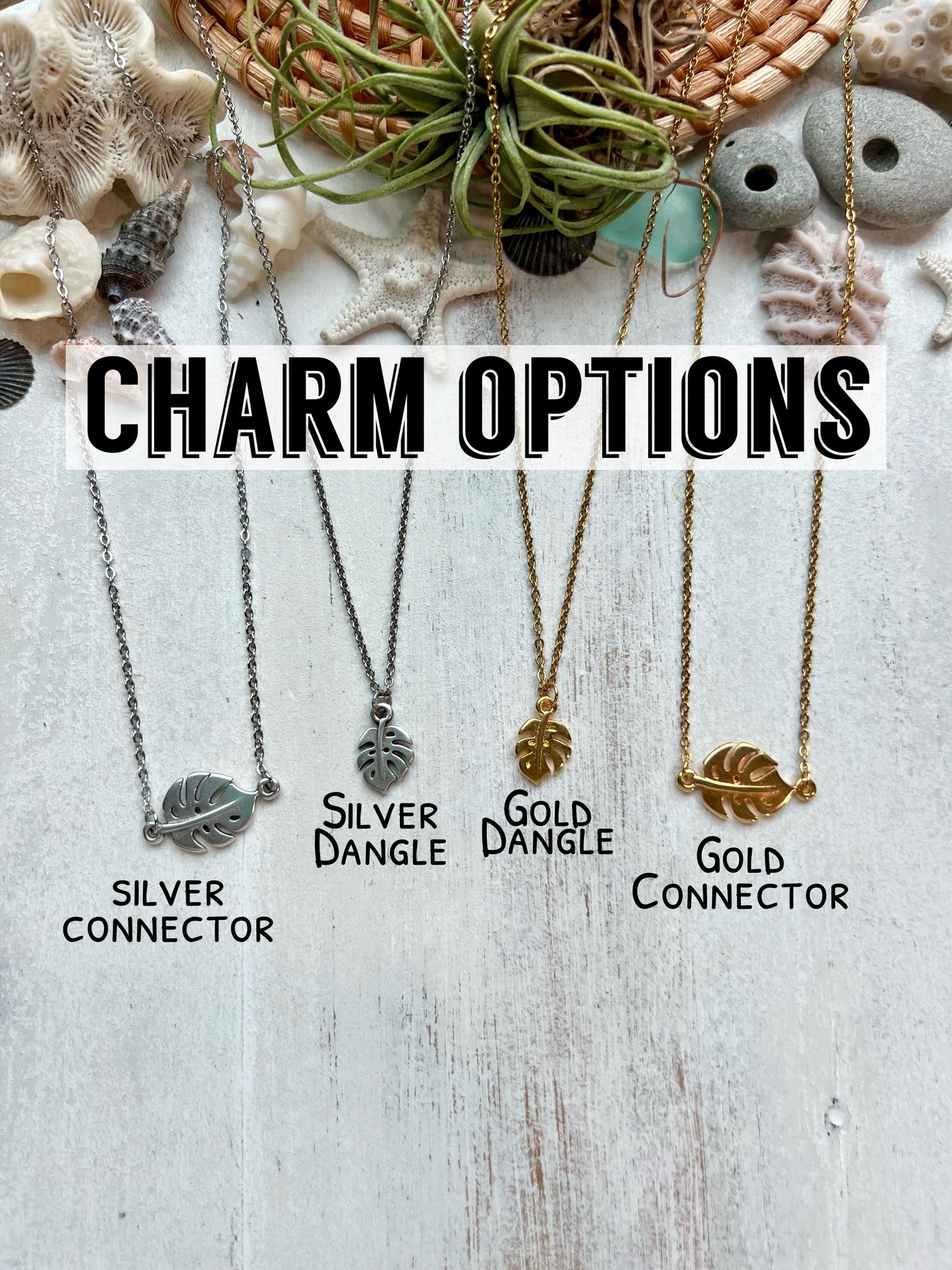 Gold or Silver Monstera leaf necklace