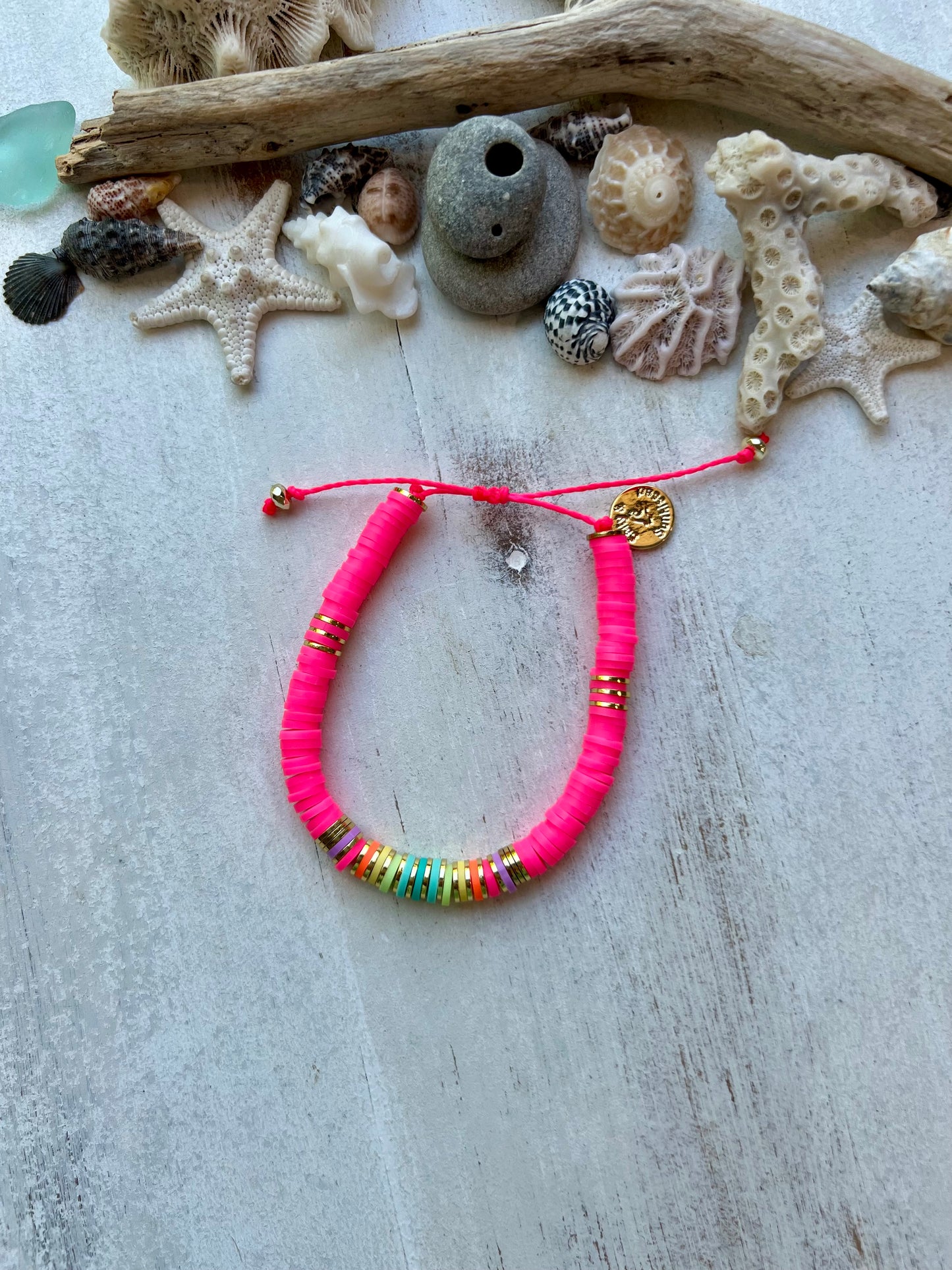 Neon Rainbow Heishi Bracelet