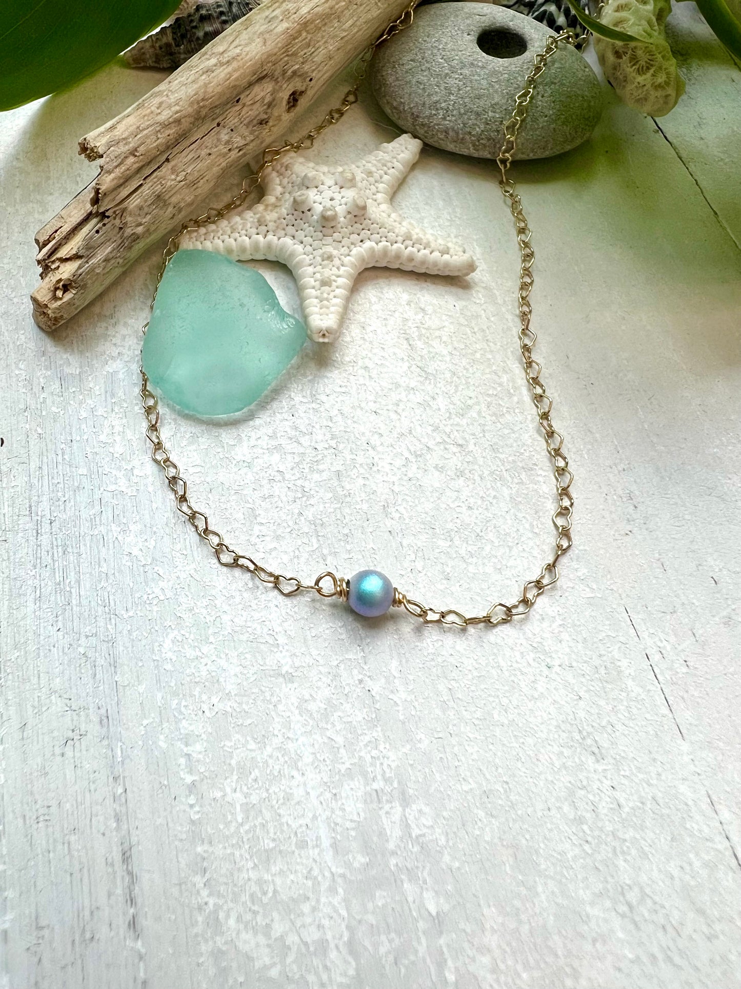 Heart Chain & Pearl choker