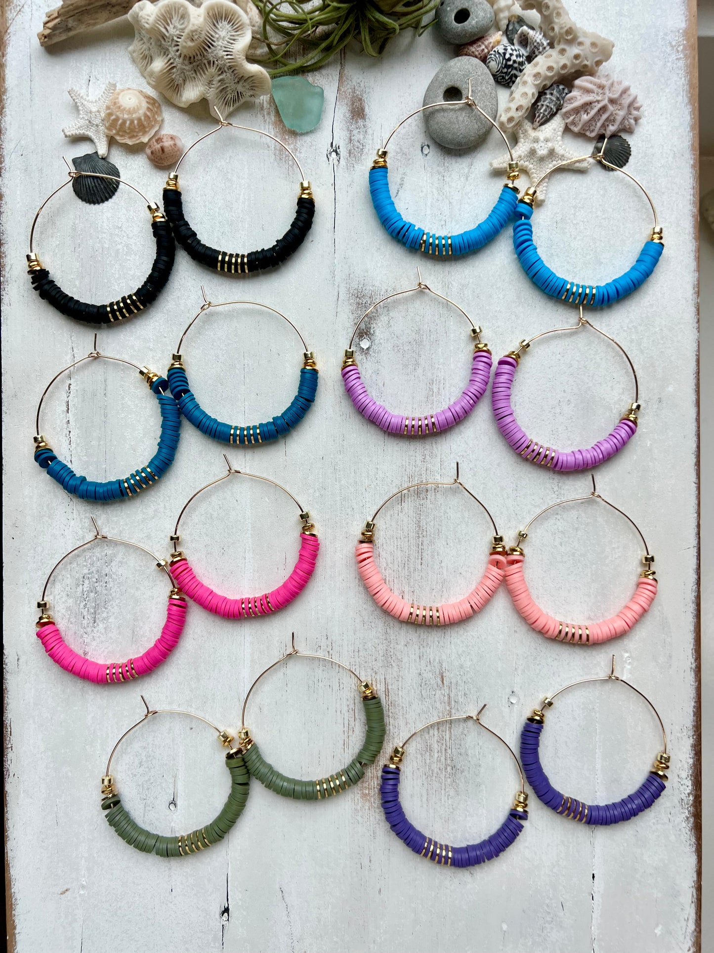 Large Heishi Hoop earrings
