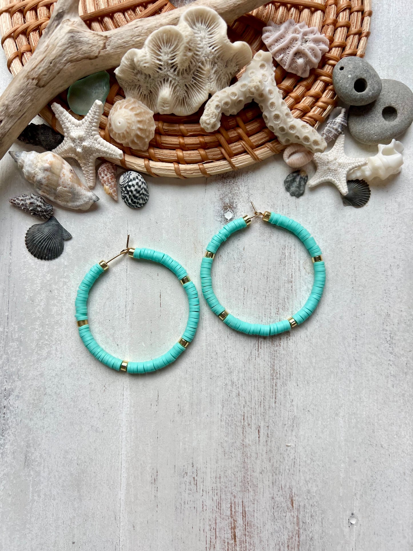 Solid Color Large Heishi Hoop earrings
