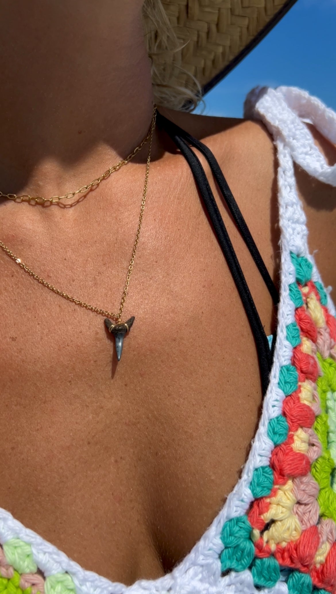Fossilized shark tooth necklace