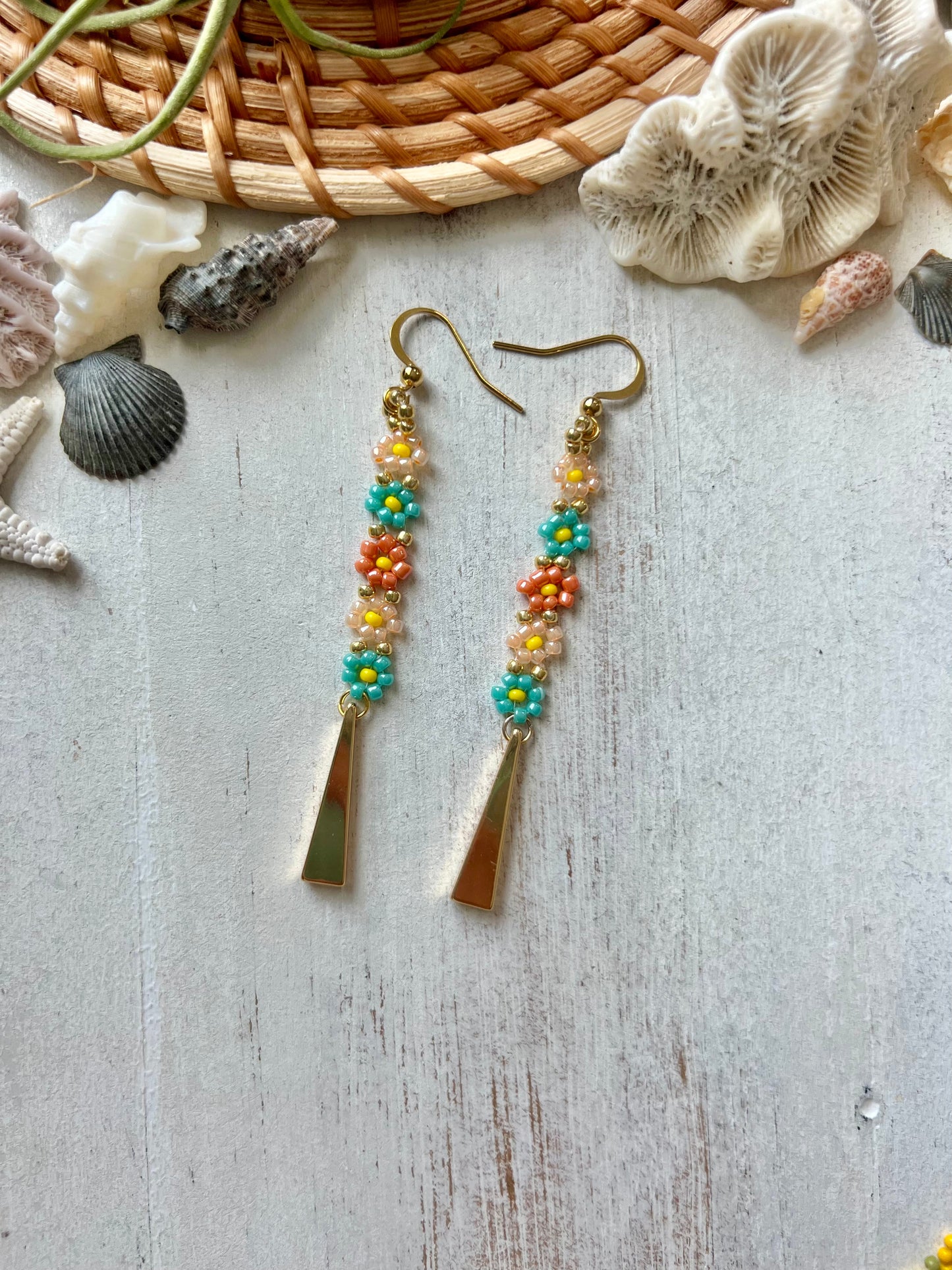 Daisy Chain Earrings with Gold Accents