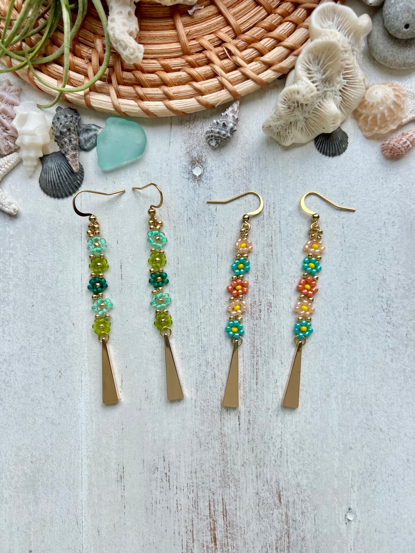 Daisy Chain Earrings with Gold Accents