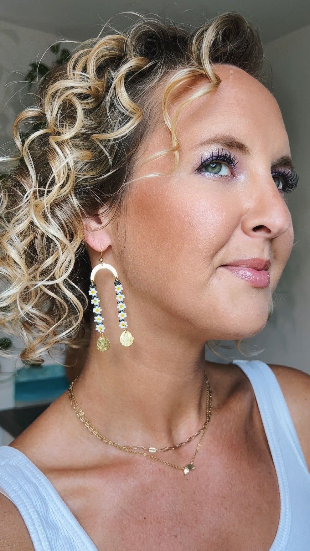 Double Daisies On An Arch Earrings