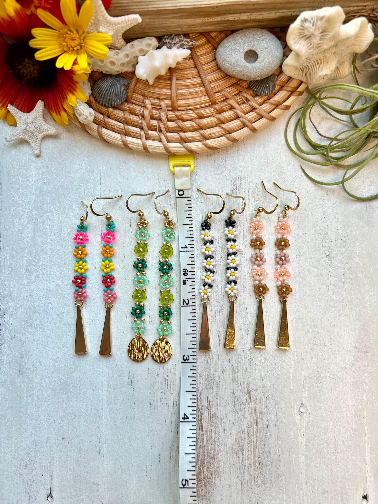 Daisy Chain Earrings with Gold Accents