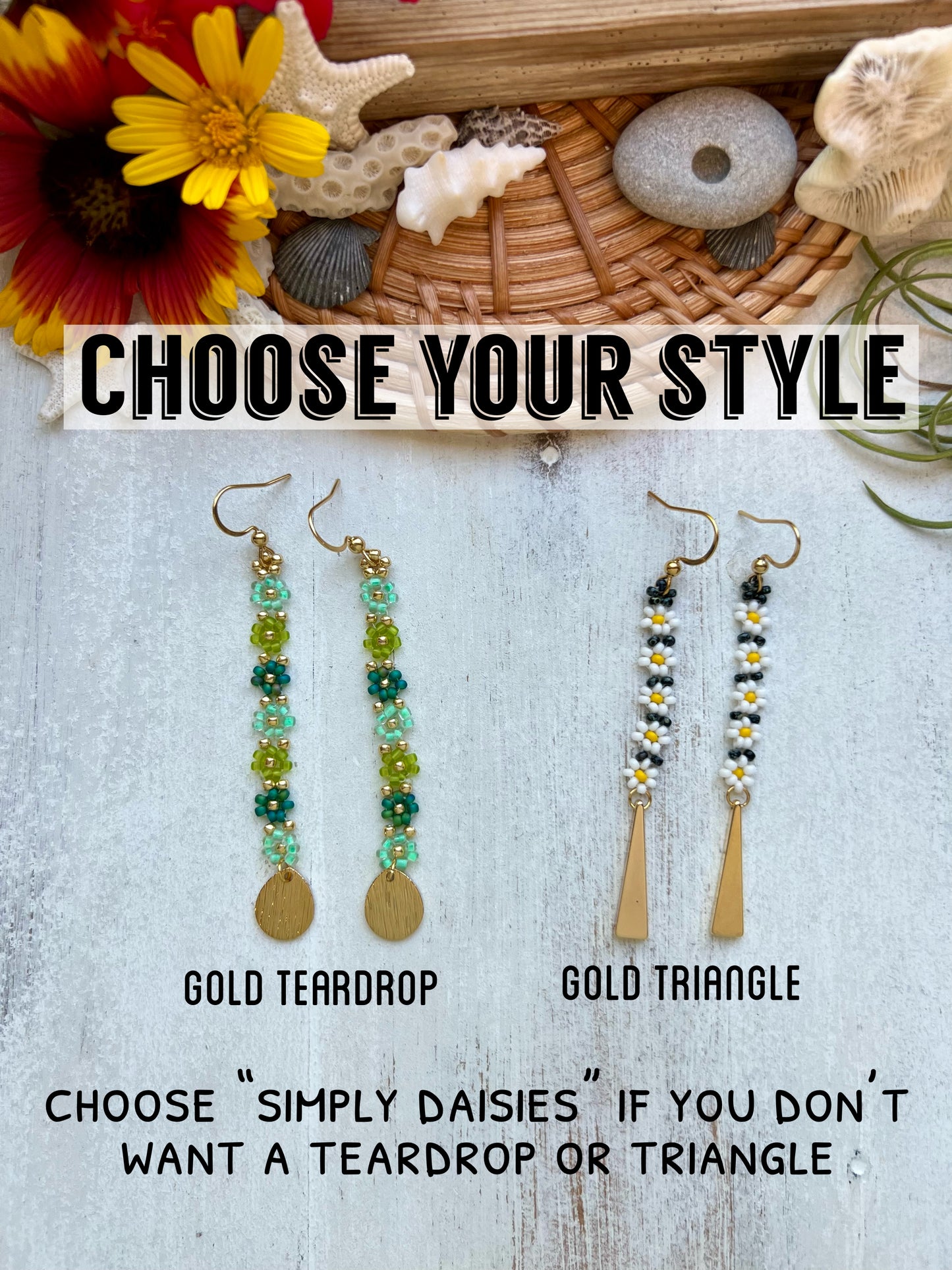 Daisy Chain Earrings with Gold Accents