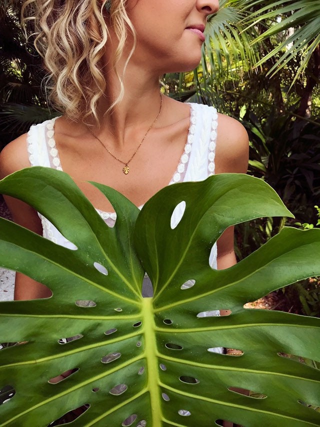 Gold or Silver Monstera leaf necklace
