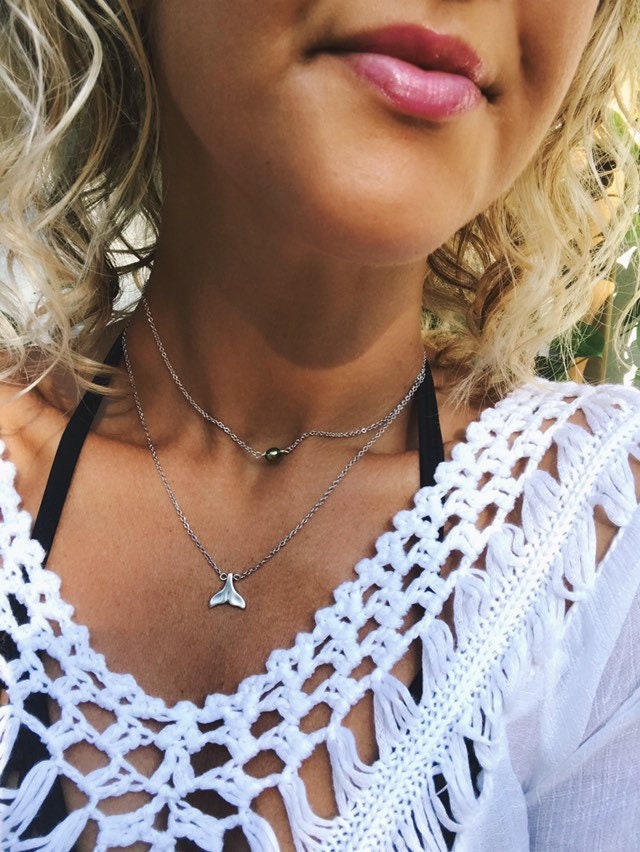 Silver or Gold mermaid tail necklace