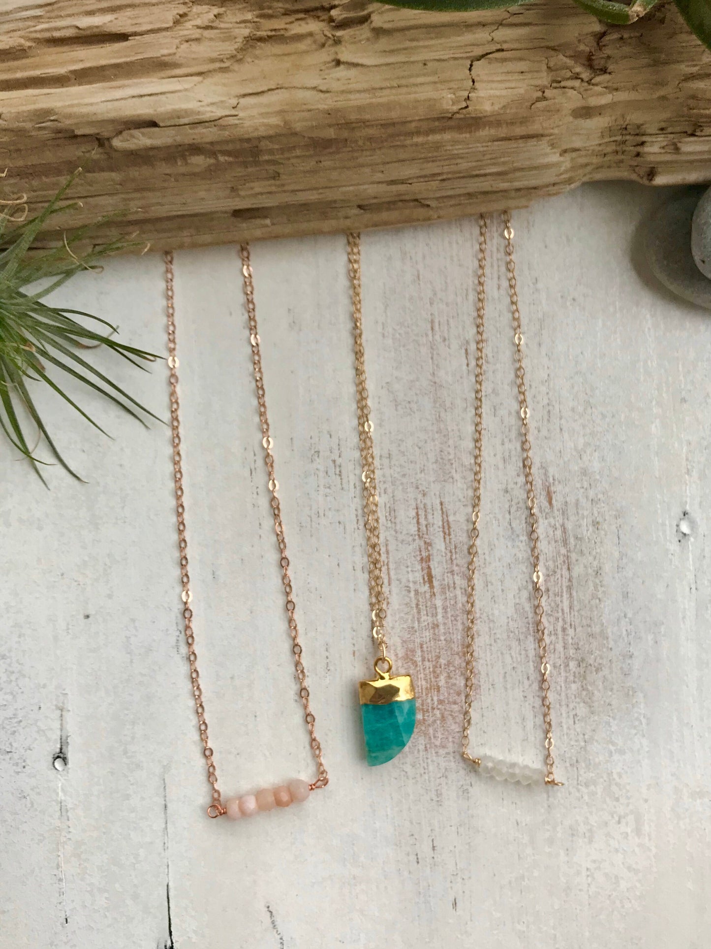 Dainty Gemstone bar necklace