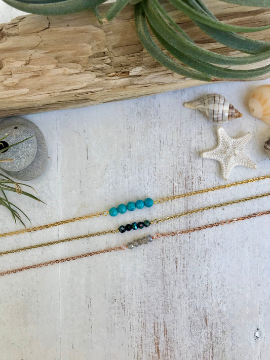 Dainty Gemstone bar necklace