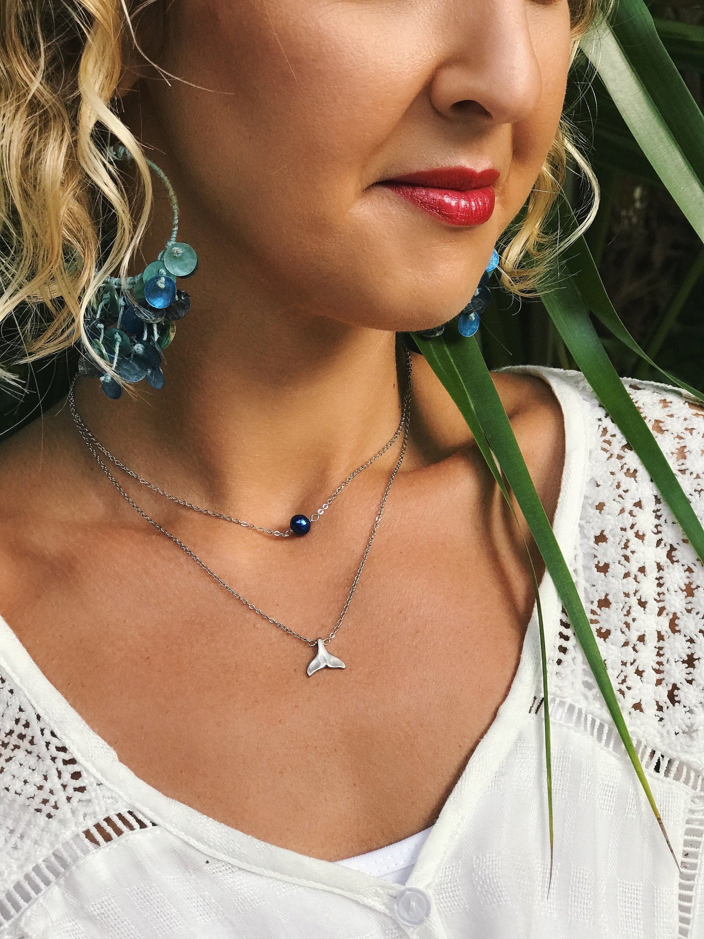 Silver or Gold mermaid tail necklace
