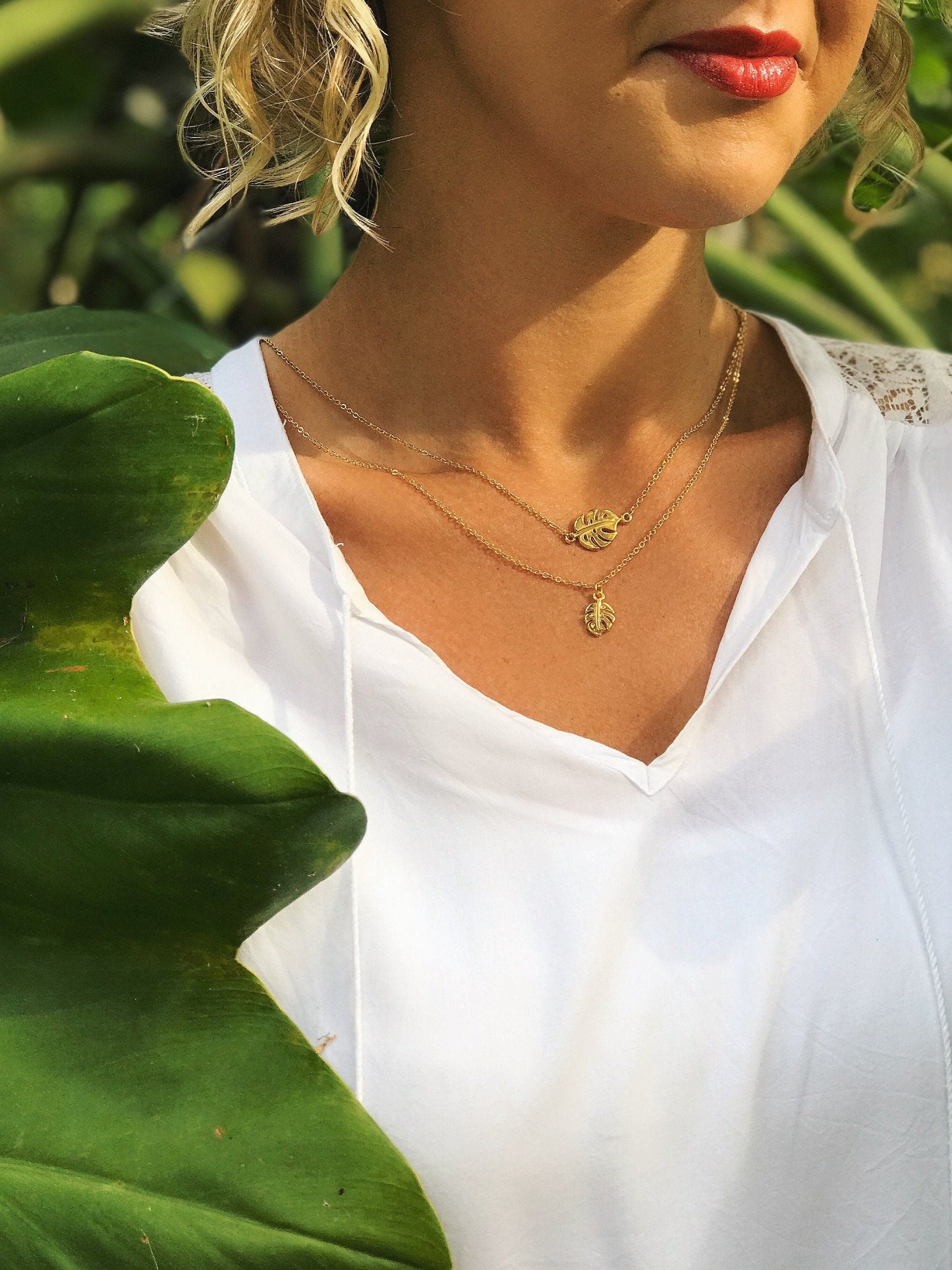 Gold or Silver Monstera leaf necklace