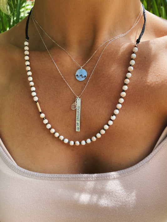 Triple wave stamped coin necklace