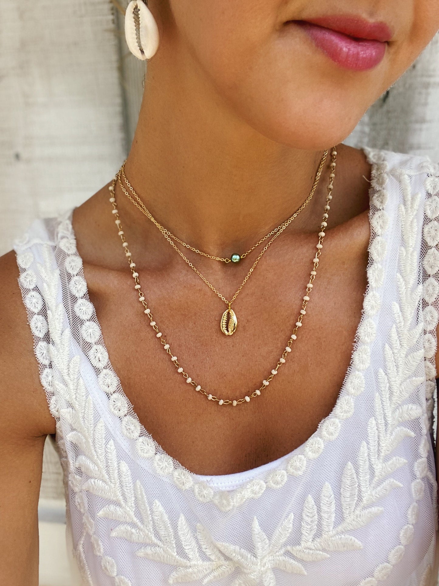 18K Gold plated cowrie shell necklace