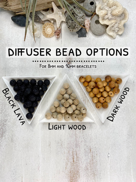 8mm Gemstone & Wood Diffuser bracelet