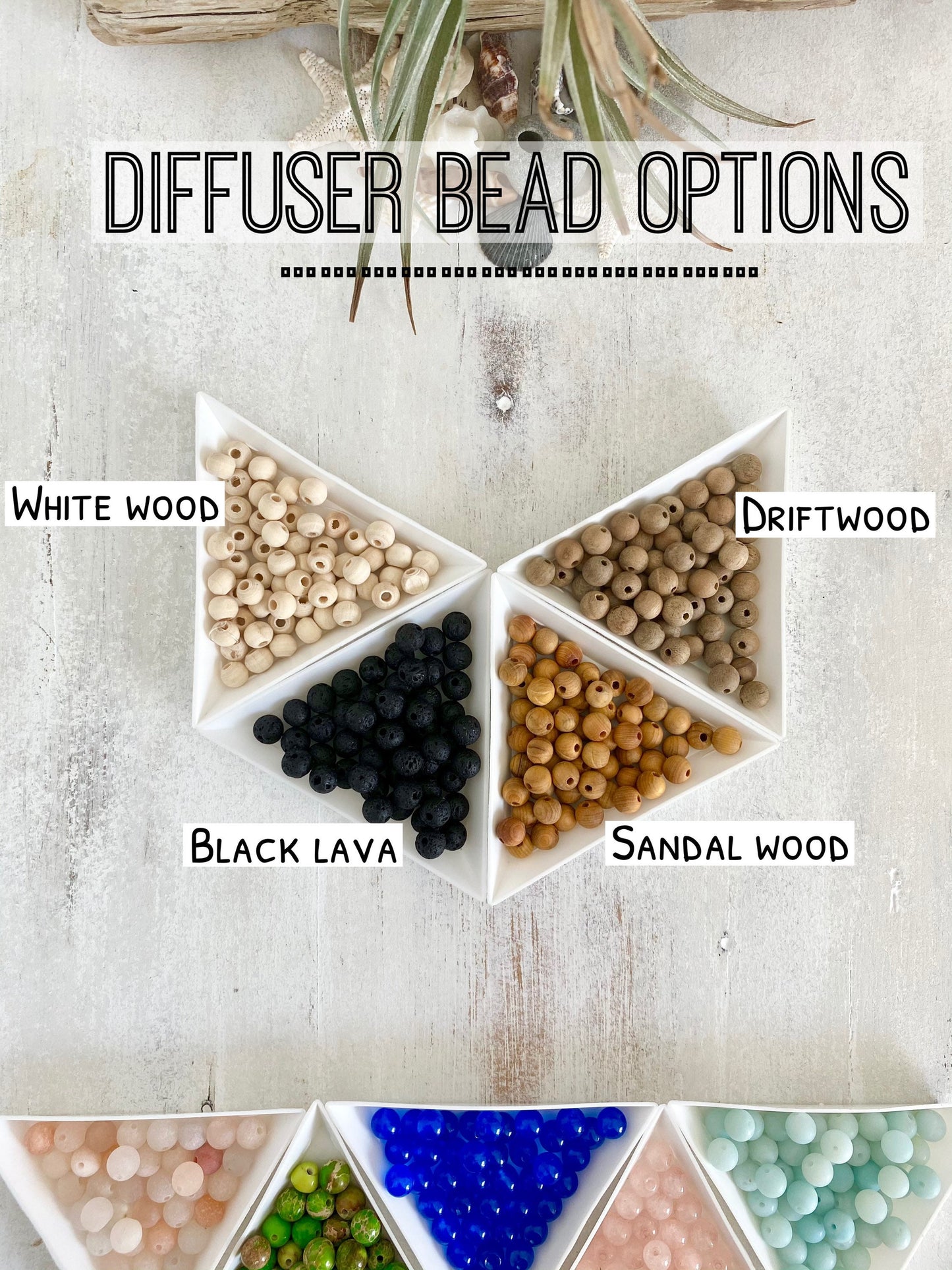 6mm Gemstone and Wood Diffuser Bracelet